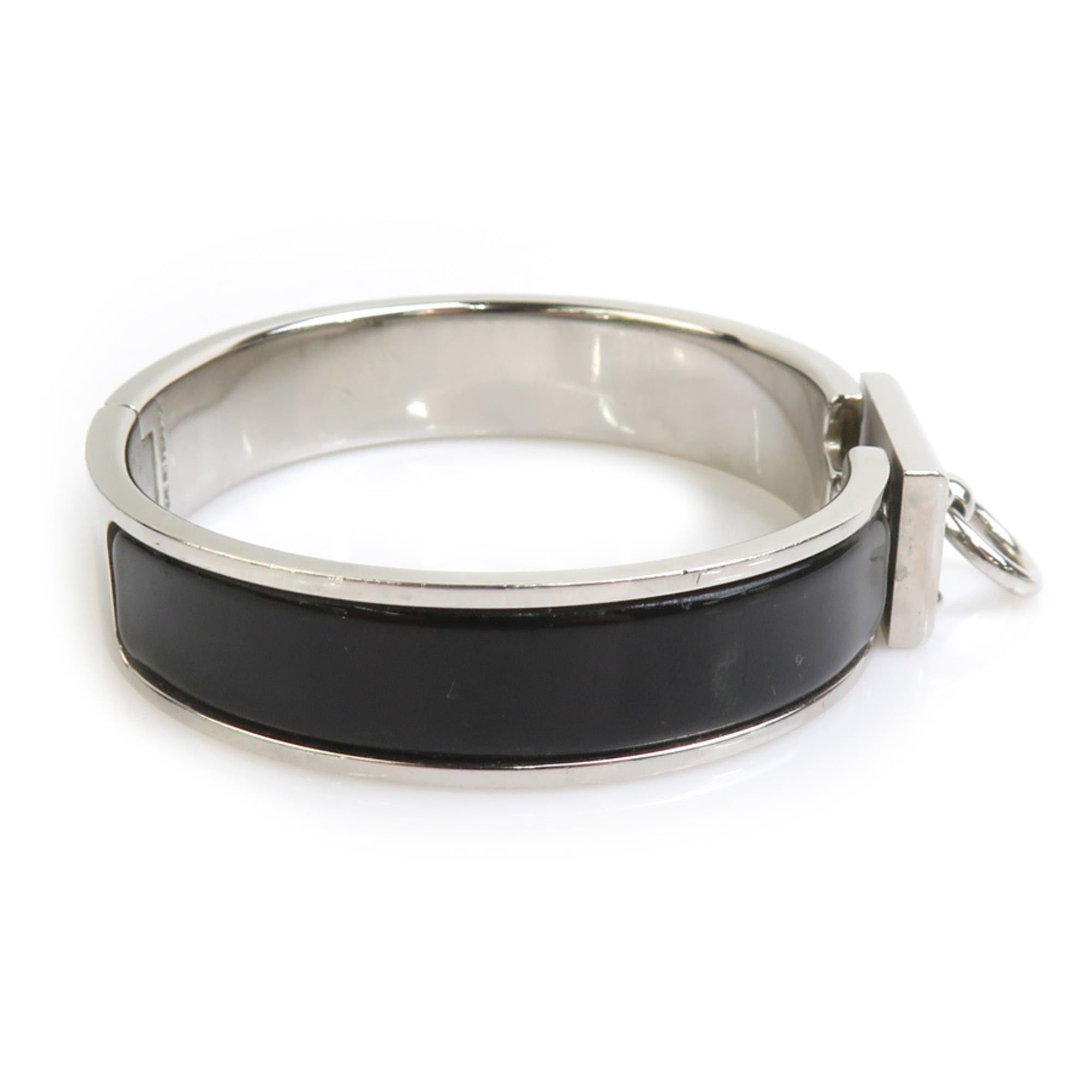 Hermes Hermes Hermès Click Aneau Bangle Bracelet in Metal and Enamel, Silver Black, Women's, Free Shipping, e61513a Size ONE SIZE - 2 Thumbnail