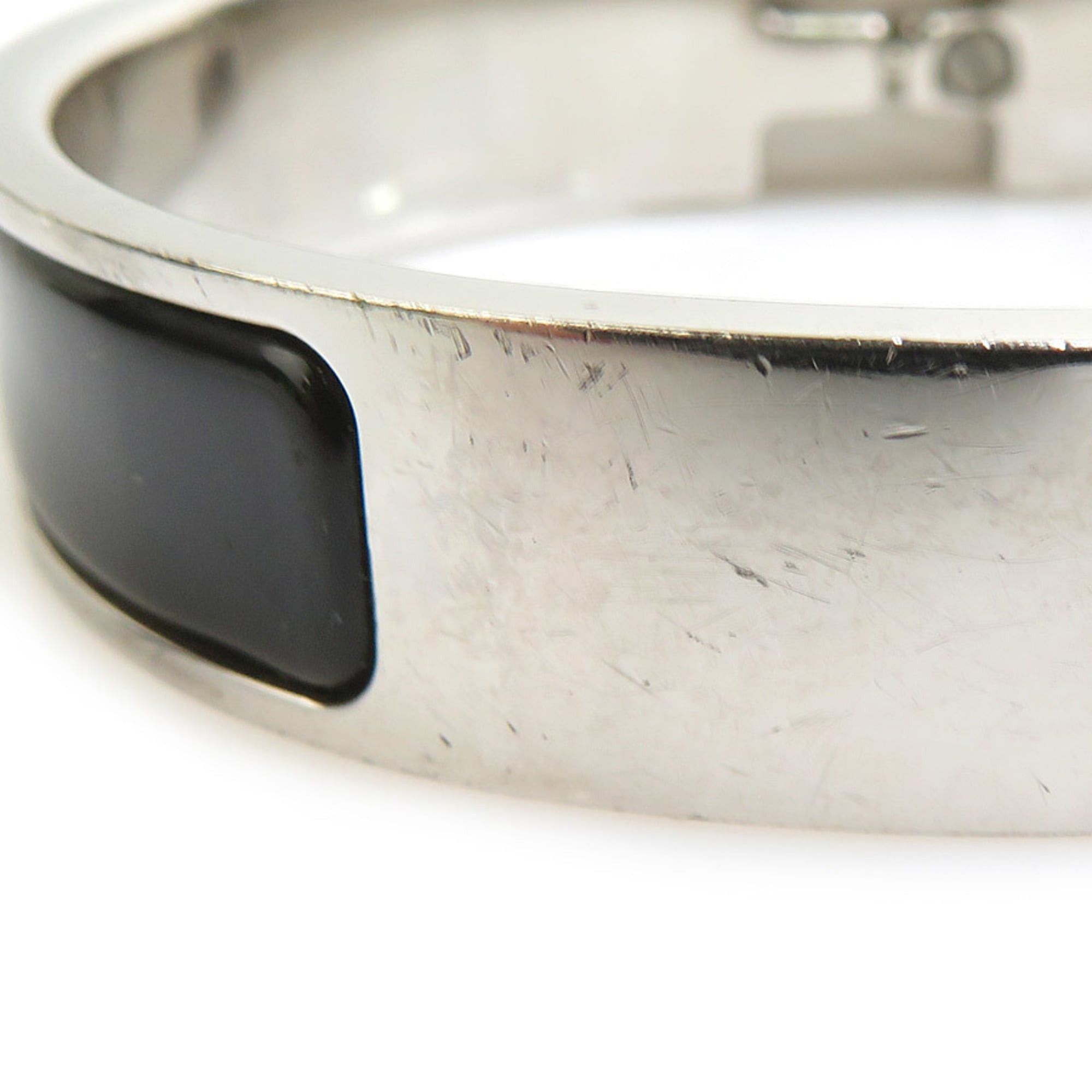 Hermes Hermes Hermès Click Aneau Bangle Bracelet in Metal and Enamel, Silver Black, Women's, Free Shipping, e61513a Size ONE SIZE - 7 Thumbnail