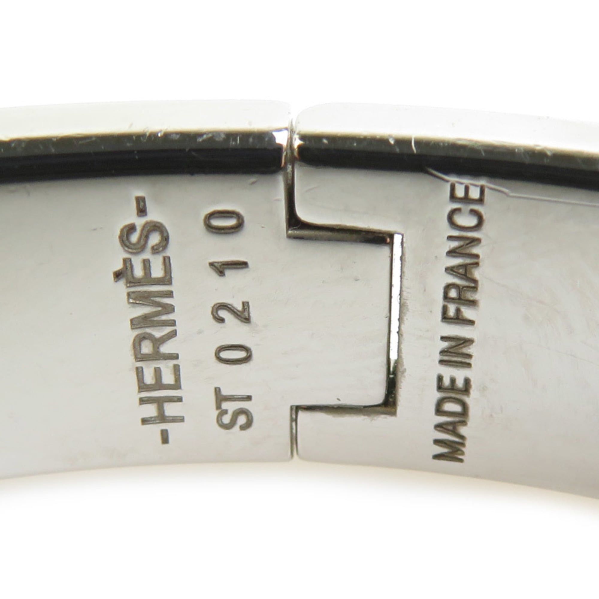 Hermes Hermes Hermès Click Aneau Bangle Bracelet in Metal and Enamel, Silver Black, Women's, Free Shipping, e61513a Size ONE SIZE - 8 Thumbnail