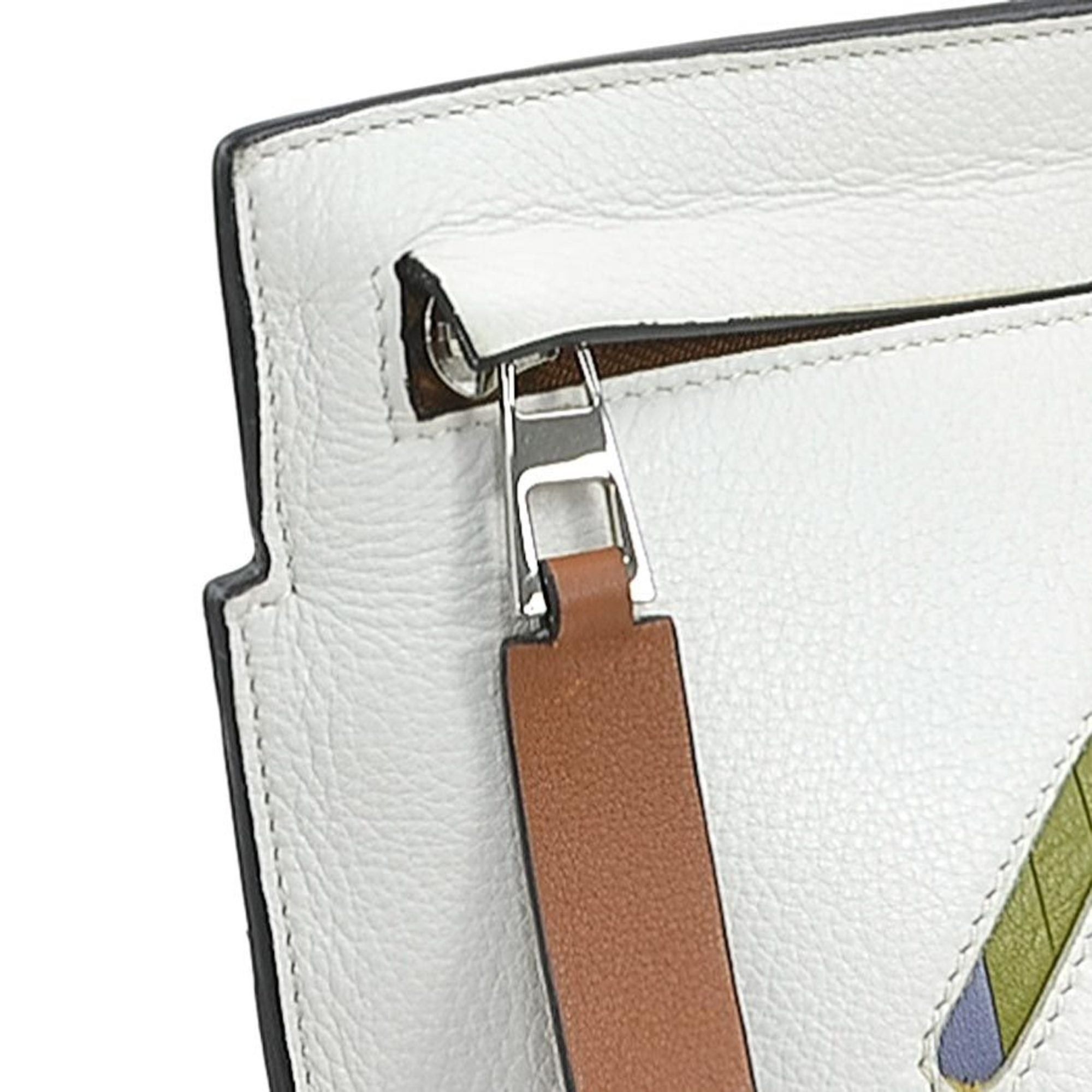 LOEWE Paula's Ibiza Crossbody Shoulder Bag in Multicolored Leather and Silver. Free Shipping. (e61114a)