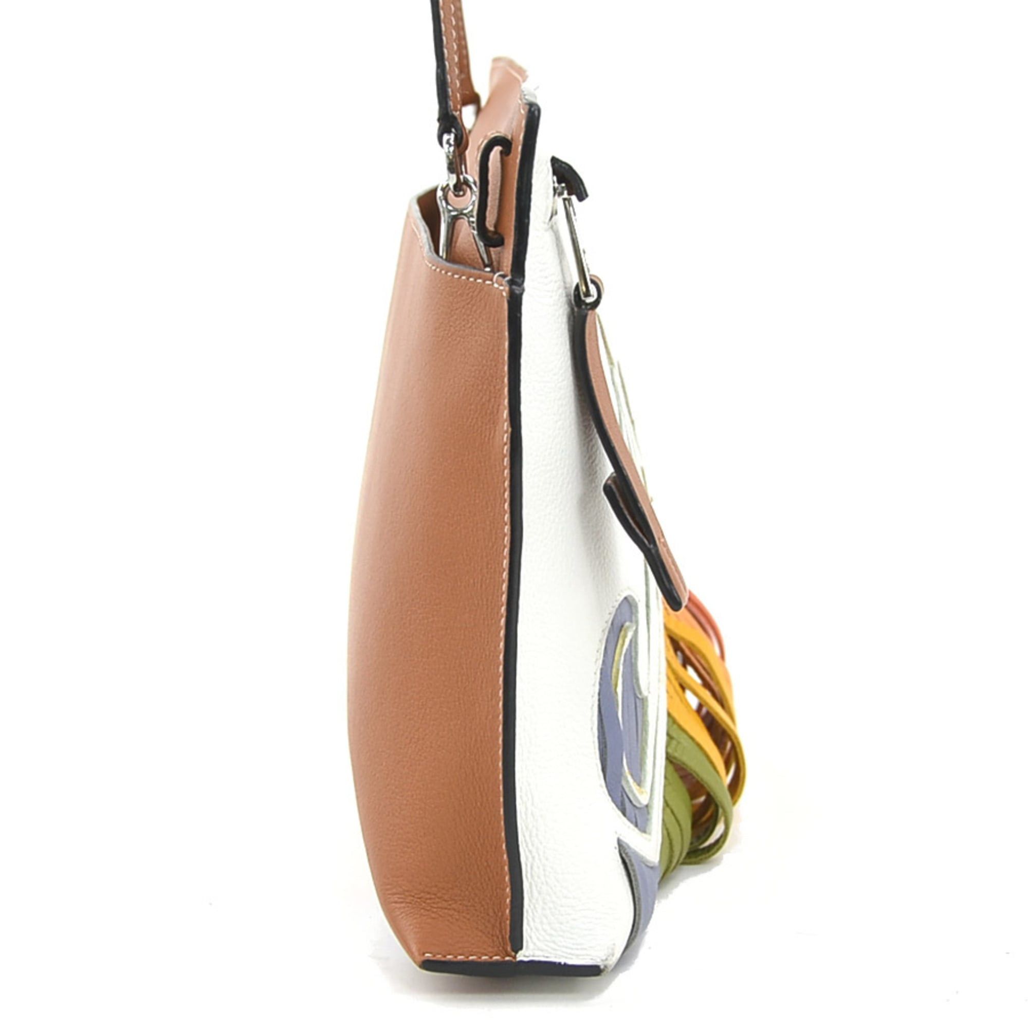 LOEWE Paula's Ibiza Crossbody Shoulder Bag in Multicolored Leather and Silver. Free Shipping. (e61114a)