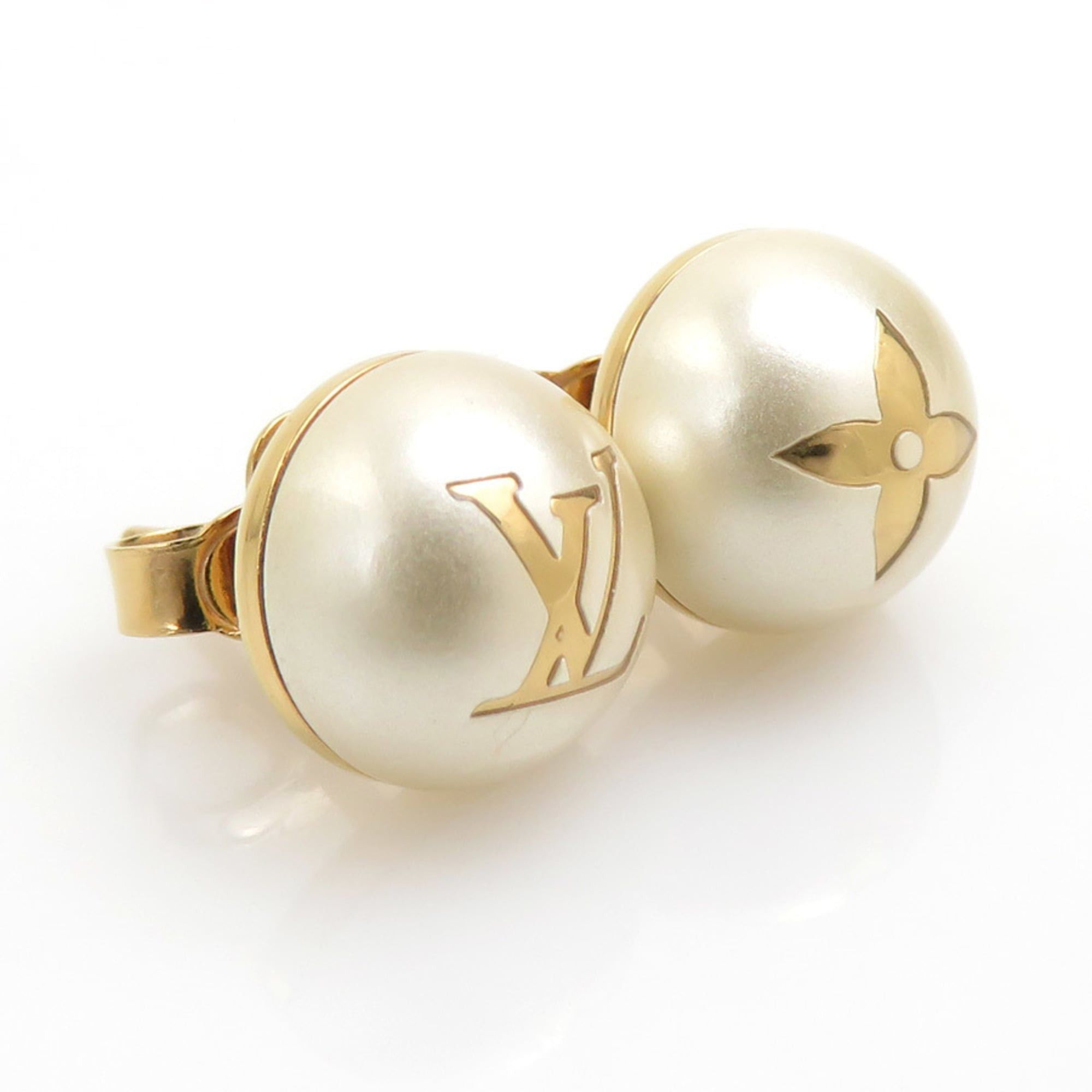 Louis Vuitton Louis Vuitton My Mix Stud Earrings with Pearl and Faux Metal in White Gold, Women's, M01589, Free Shipping, h31869k Size ONE SIZE - 3 Thumbnail