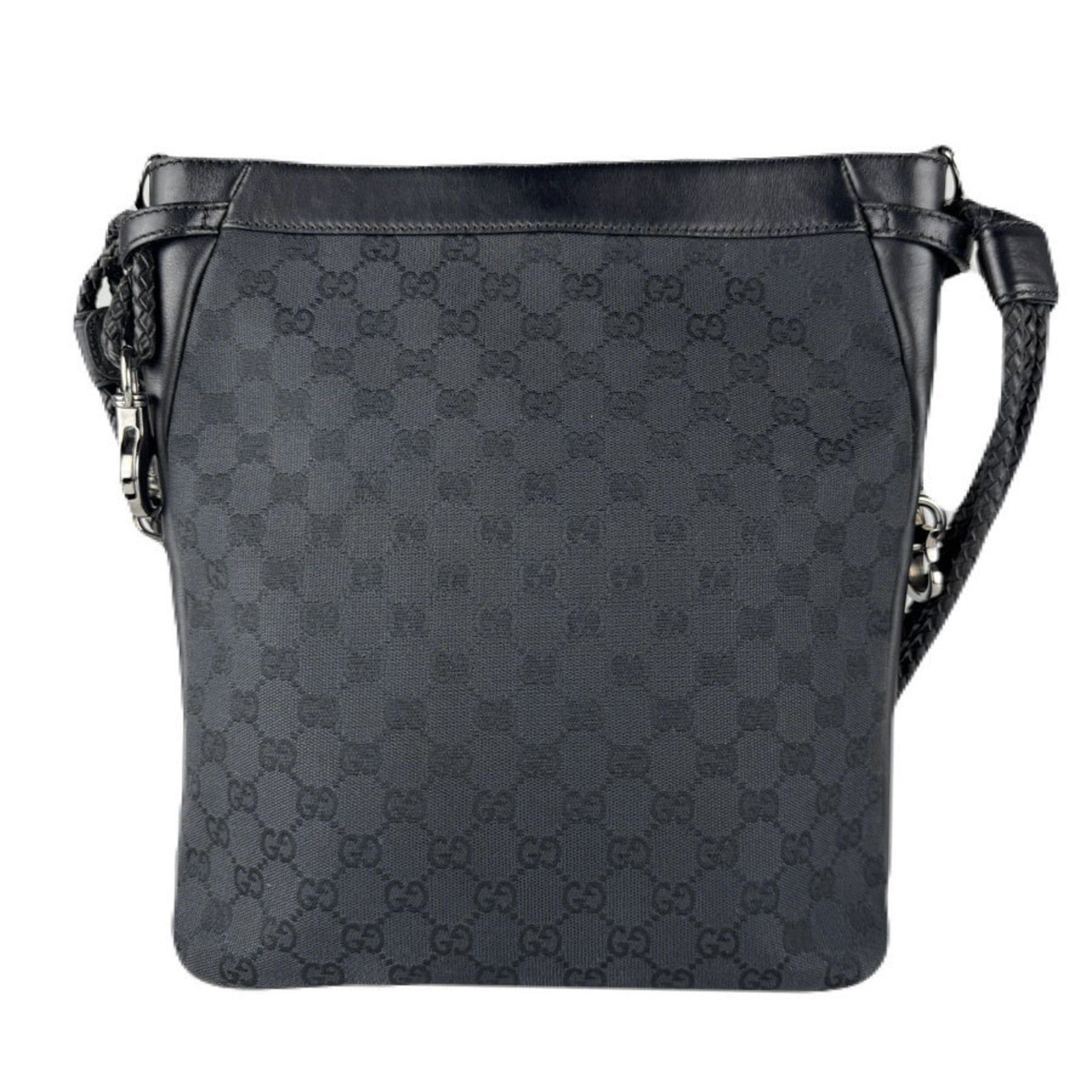 Gucci Gucci GG Canvas and Leather Shoulder Bag in Black for Men Women, Free Shipping, z8723 Size ONE SIZE - 3 Thumbnail