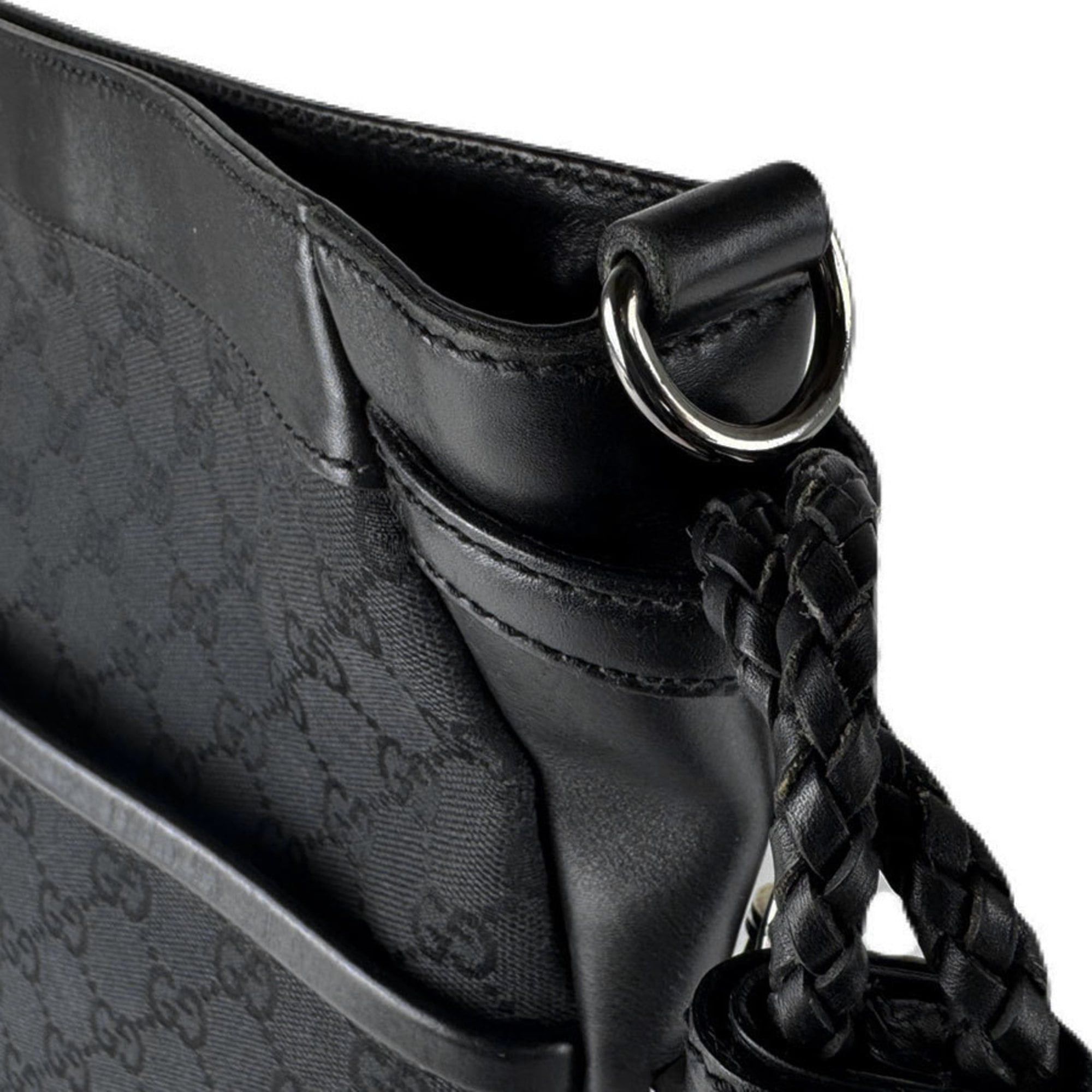 Gucci Gucci GG Canvas and Leather Shoulder Bag in Black for Men Women, Free Shipping, z8723 Size ONE SIZE - 8 Thumbnail