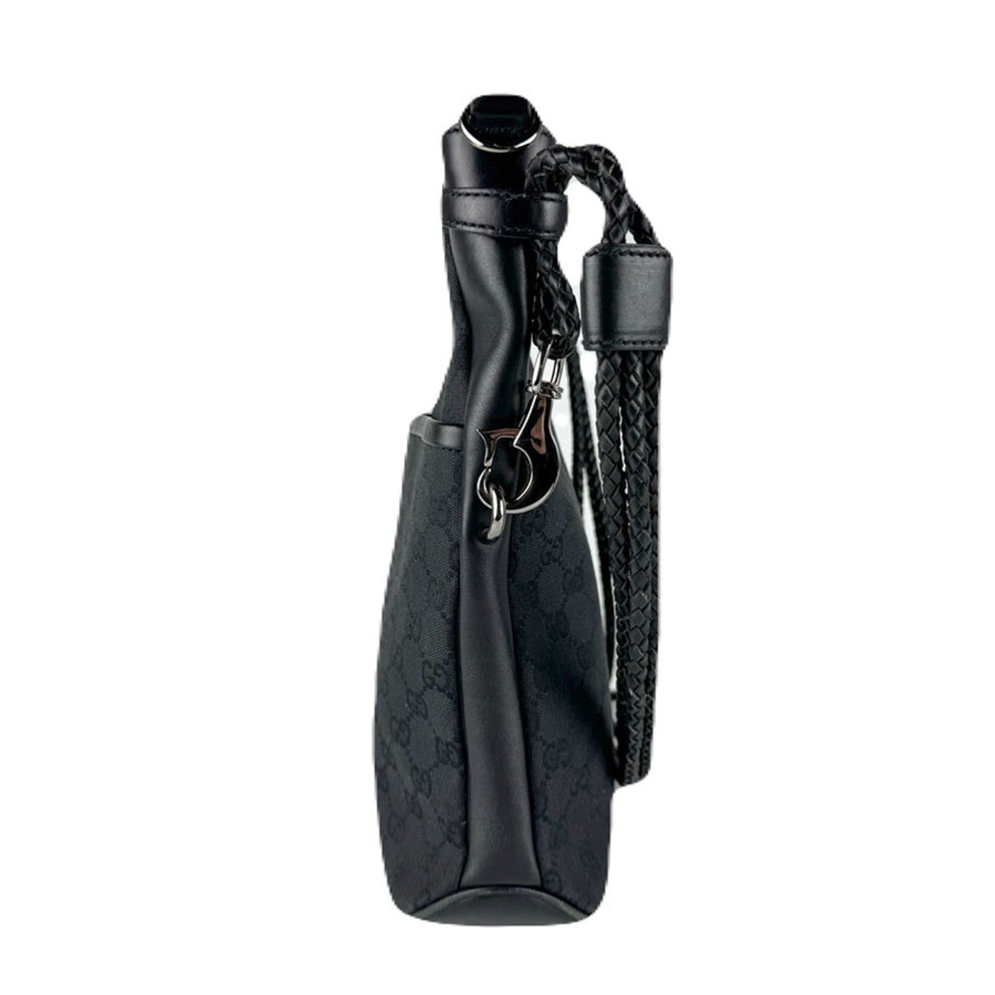 Gucci Gucci GG Canvas and Leather Shoulder Bag in Black for Men Women, Free Shipping, z8723 Size ONE SIZE - 2 Thumbnail