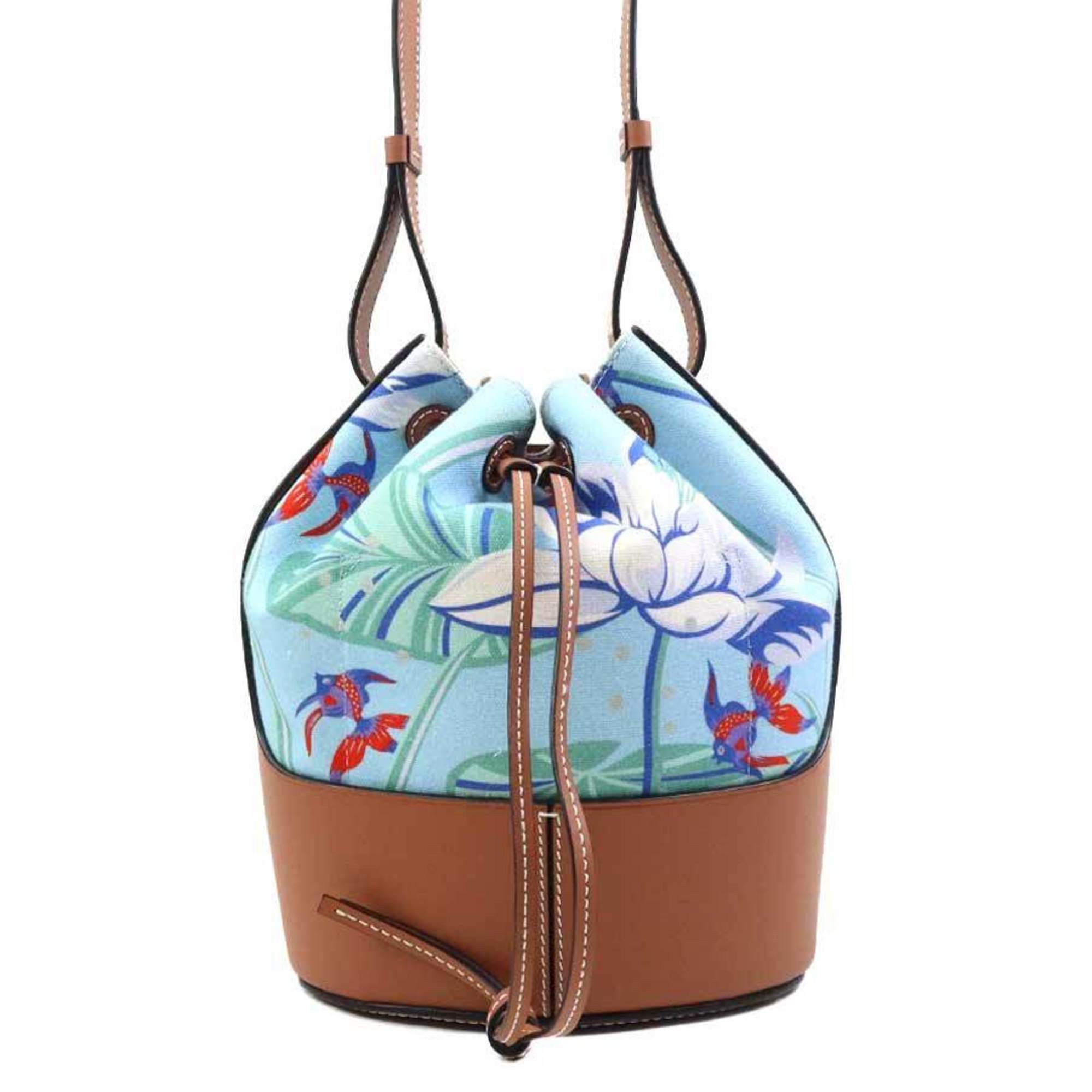 Loewe LOEWE Paula's Ibiza collaboration balloon bag, small, canvas and leather, blue brown, women's, free shipping, r10905n Size ONE SIZE - 3 Thumbnail