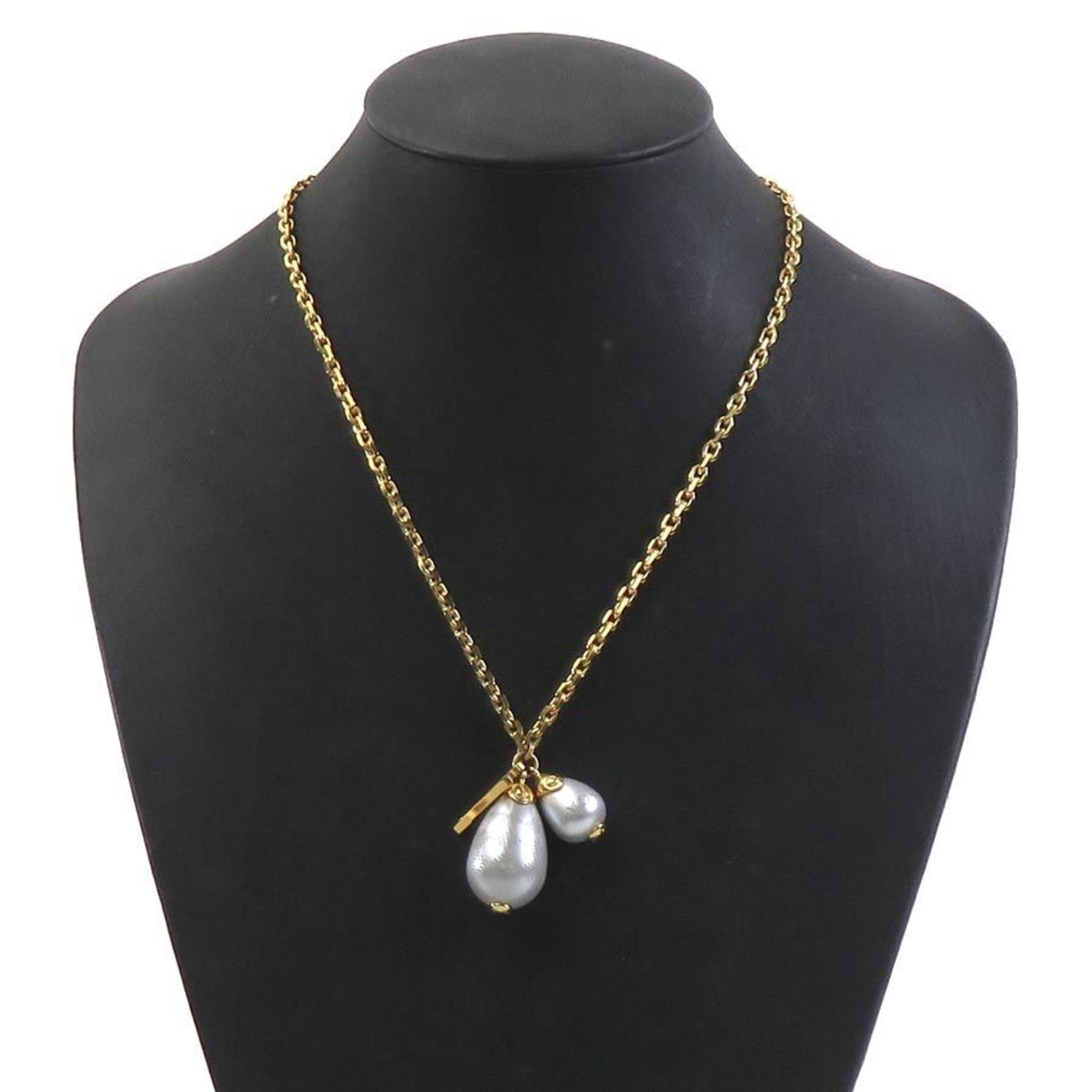 Louis Vuitton Louis Vuitton Pendant Necklace, Damier Pearl, Metal, Gold and White, Women's, M66322, Free Shipping, 56189i Size ONE SIZE - 10 Thumbnail