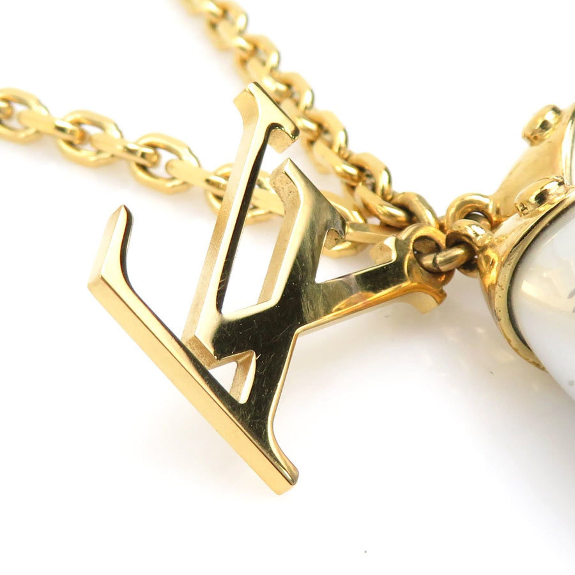 Louis Vuitton Louis Vuitton Pendant Necklace, Damier Pearl, Metal, Gold and White, Women's, M66322, Free Shipping, 56189i Size ONE SIZE - 4 Thumbnail