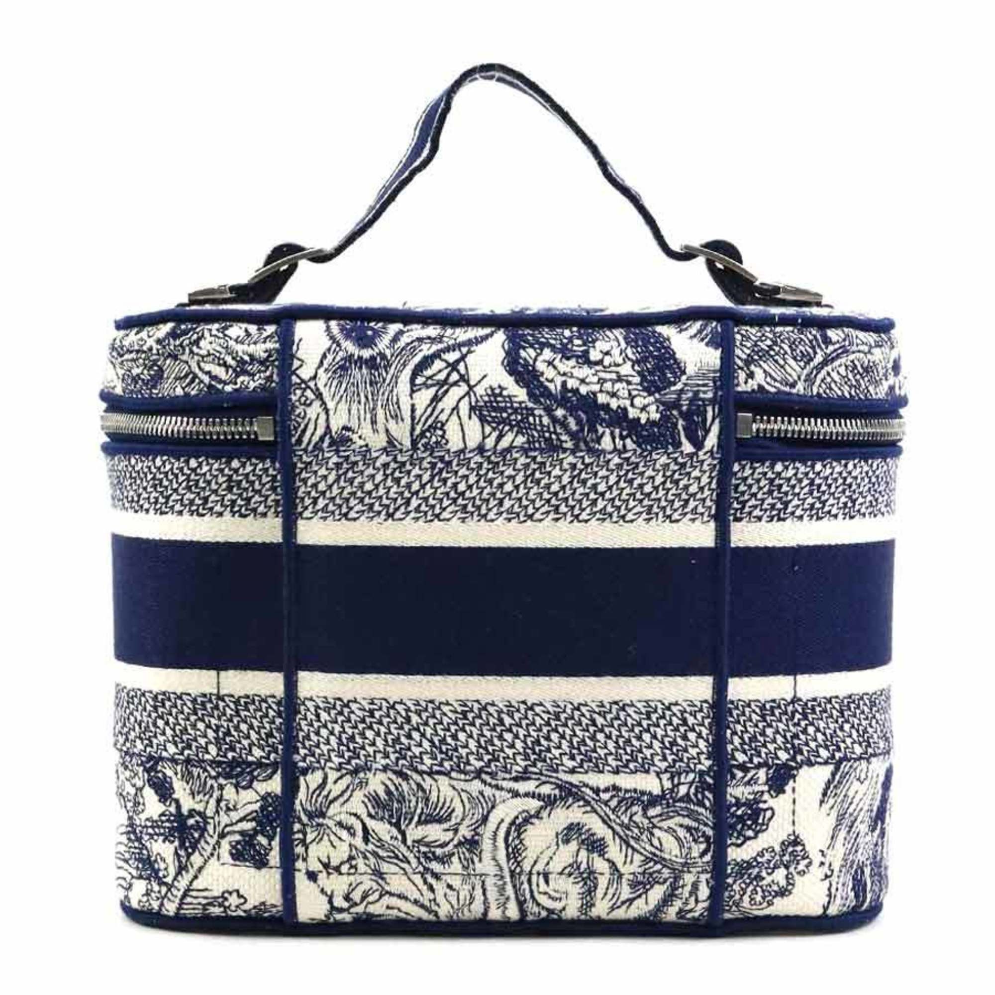 Dior Christian Dior Vanity Bag, Oblique Canvas, Navy and White, Women's, Free Shipping, 90124a Size ONE SIZE - 3 Thumbnail