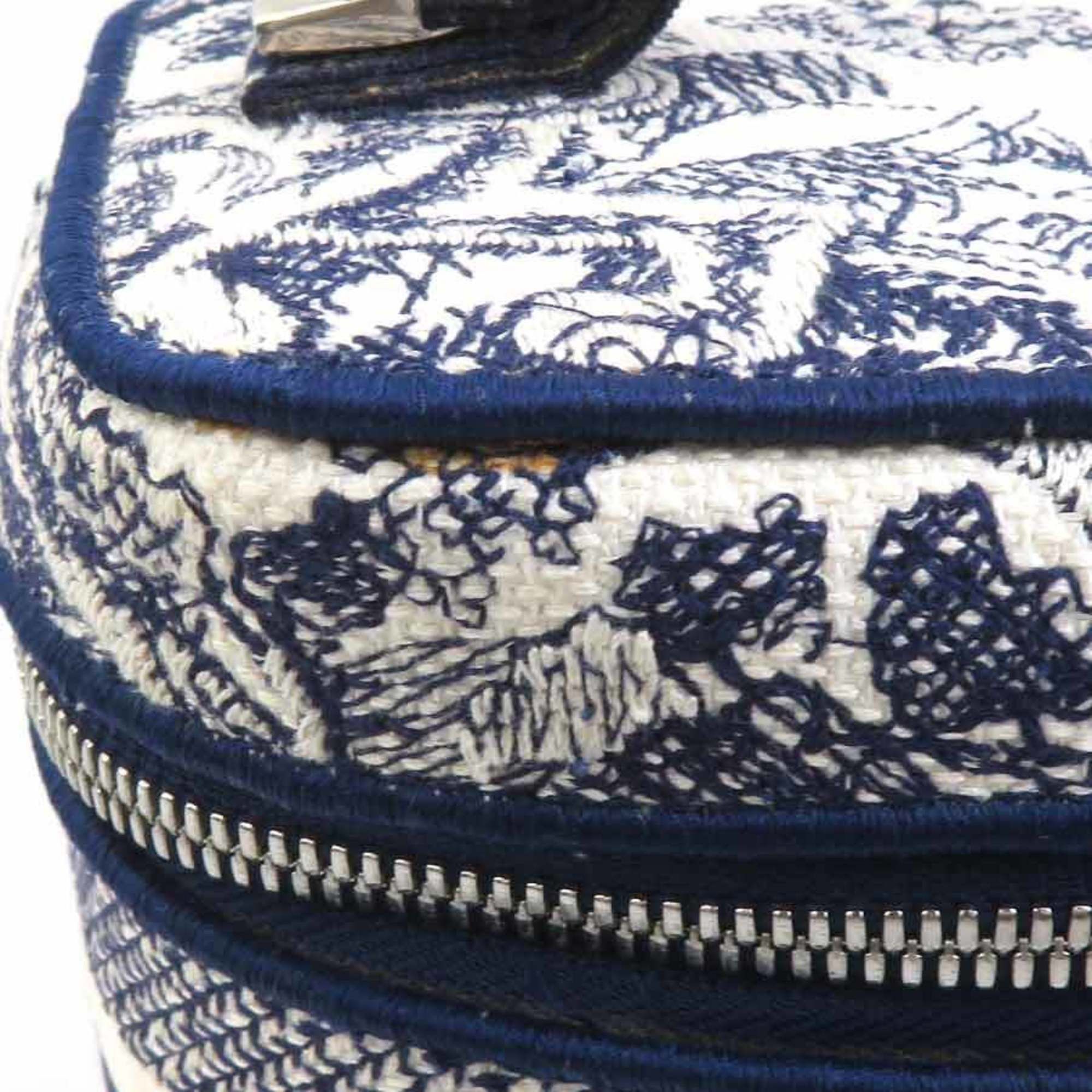 Dior Christian Dior Vanity Bag, Oblique Canvas, Navy and White, Women's, Free Shipping, 90124a Size ONE SIZE - 7 Thumbnail