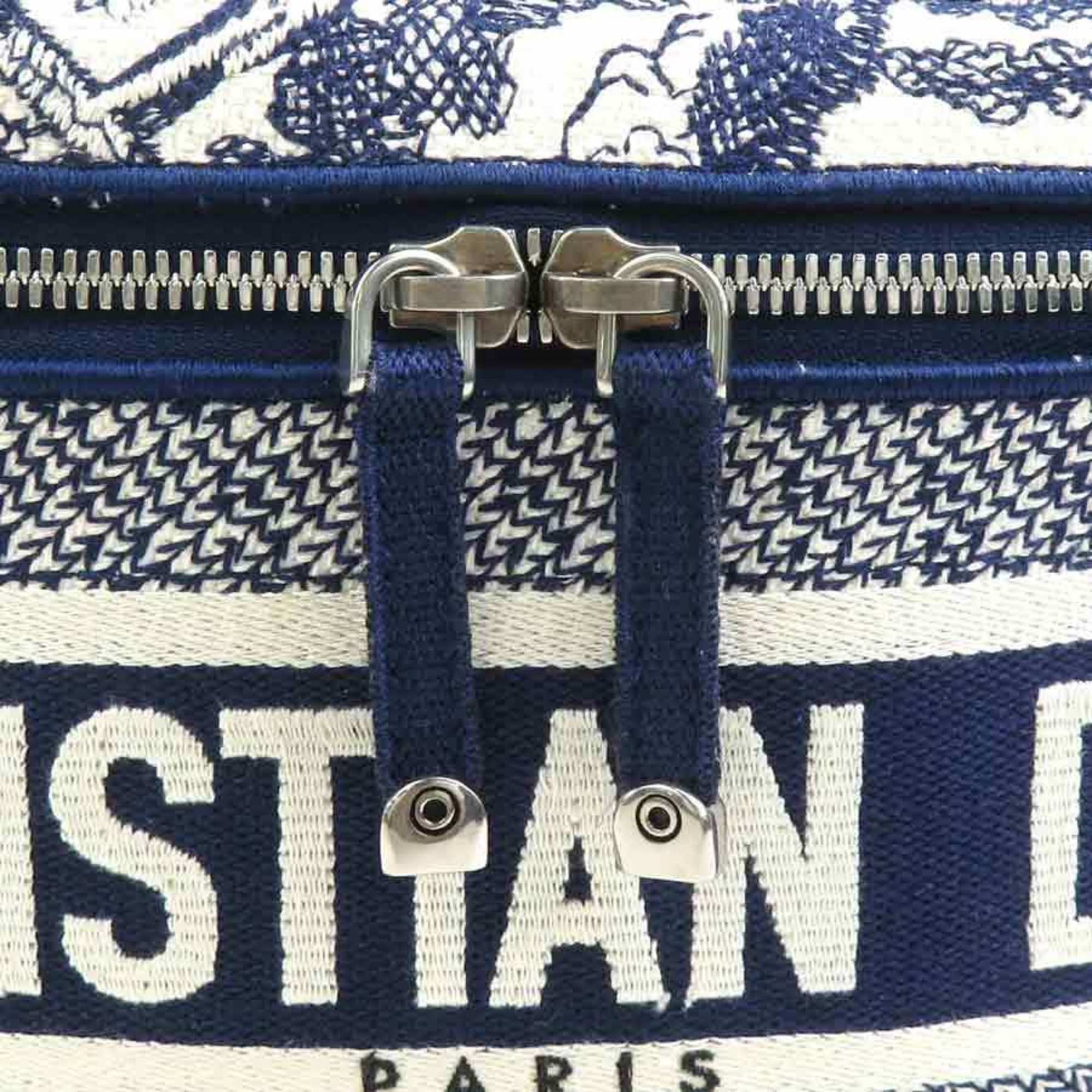 Dior Christian Dior Vanity Bag, Oblique Canvas, Navy and White, Women's, Free Shipping, 90124a Size ONE SIZE - 11 Thumbnail