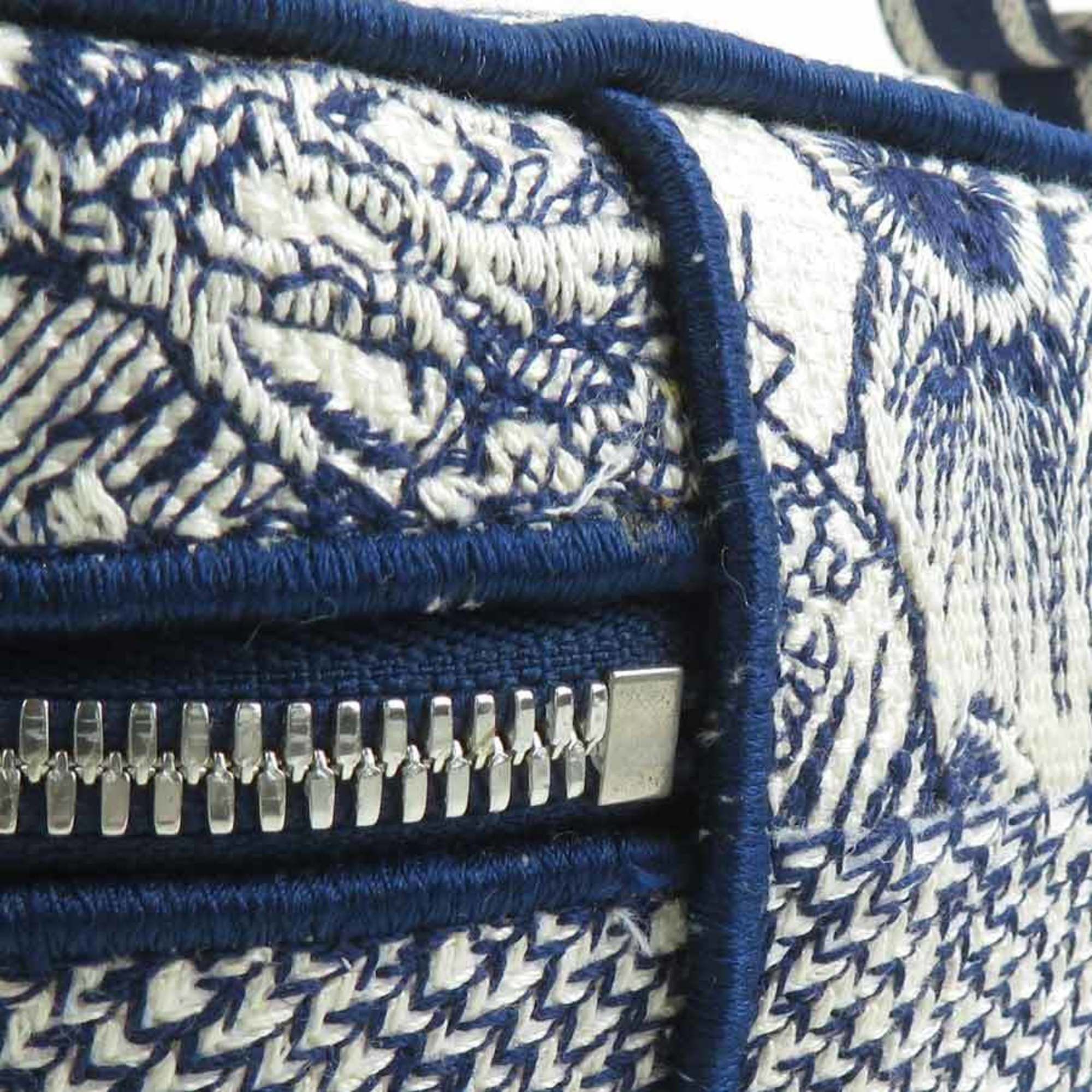 Dior Christian Dior Vanity Bag, Oblique Canvas, Navy and White, Women's, Free Shipping, 90124a Size ONE SIZE - 9 Thumbnail