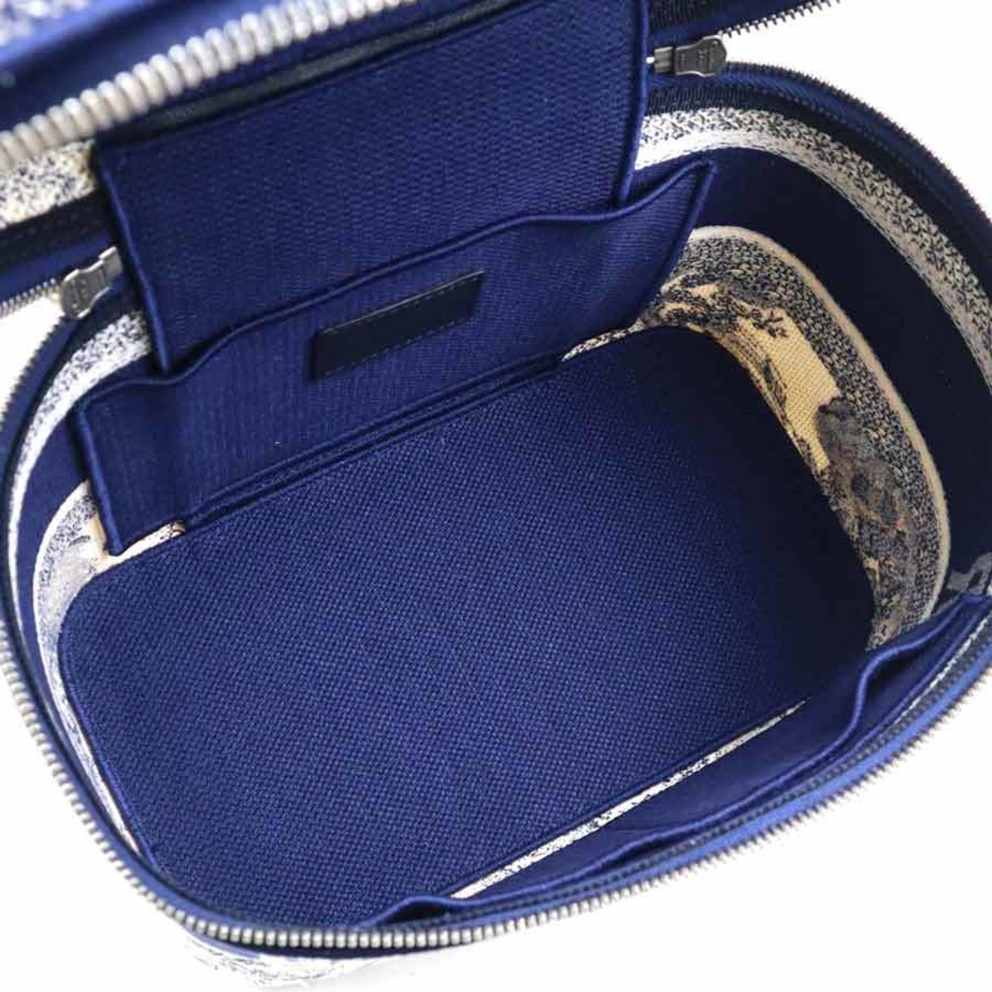 Dior Christian Dior Vanity Bag, Oblique Canvas, Navy and White, Women's, Free Shipping, 90124a Size ONE SIZE - 5 Thumbnail