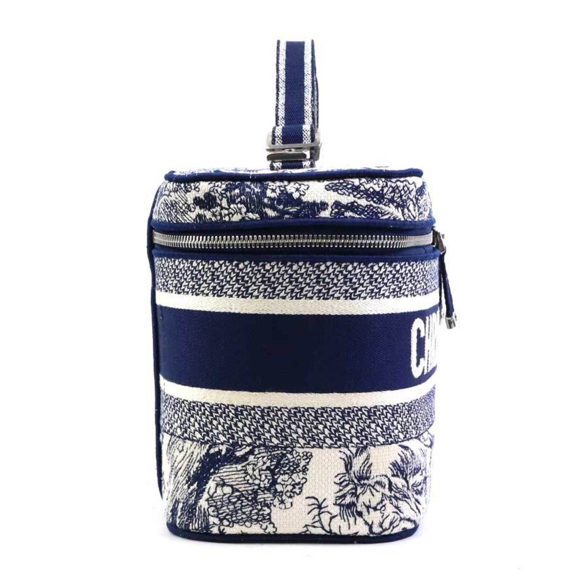 Dior Christian Dior Vanity Bag, Oblique Canvas, Navy and White, Women's, Free Shipping, 90124a Size ONE SIZE - 2 Thumbnail