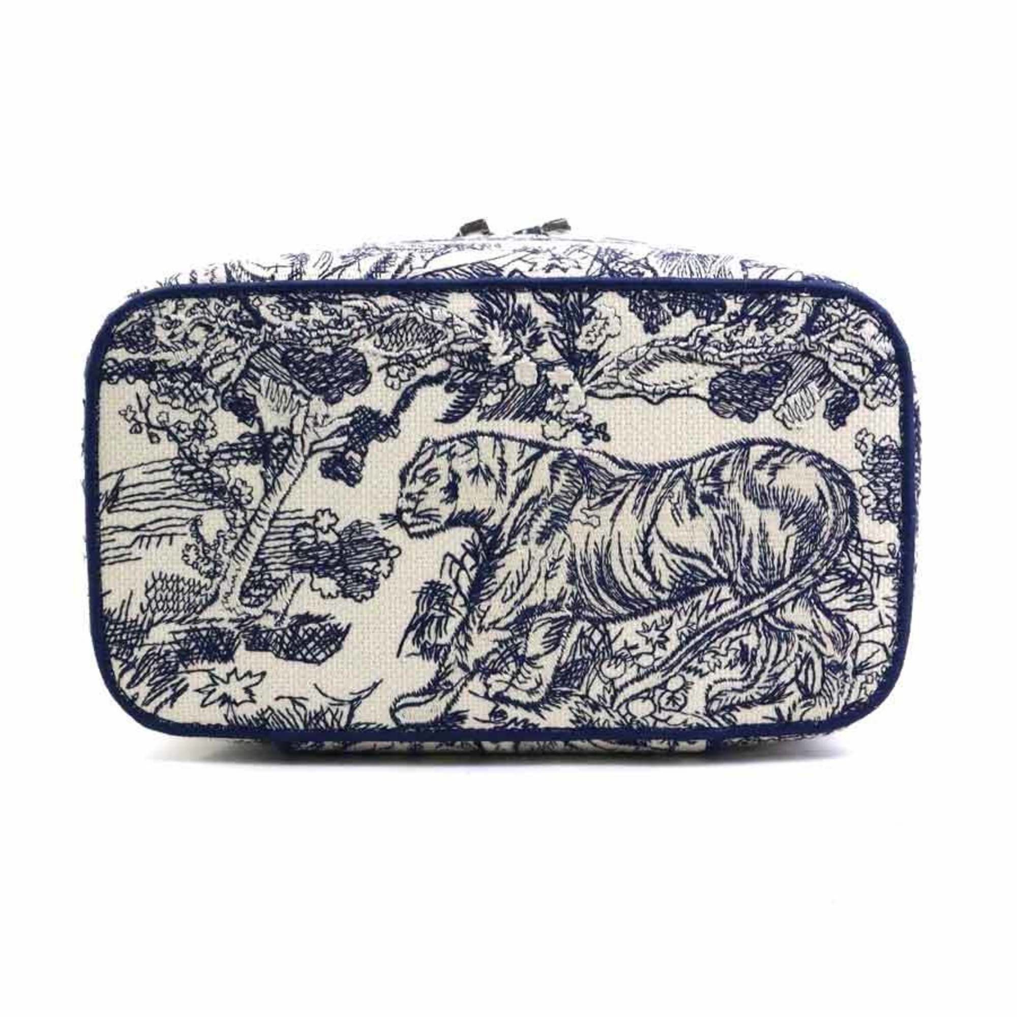 Dior Christian Dior Vanity Bag, Oblique Canvas, Navy and White, Women's, Free Shipping, 90124a Size ONE SIZE - 4 Thumbnail