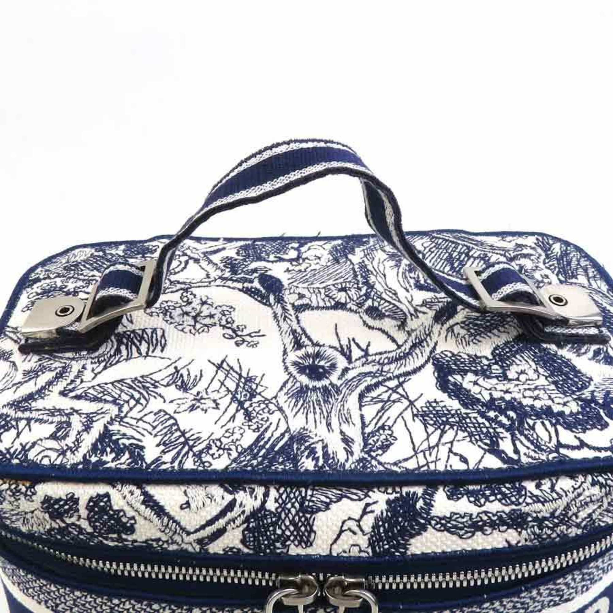 Dior Christian Dior Vanity Bag, Oblique Canvas, Navy and White, Women's, Free Shipping, 90124a Size ONE SIZE - 12 Thumbnail