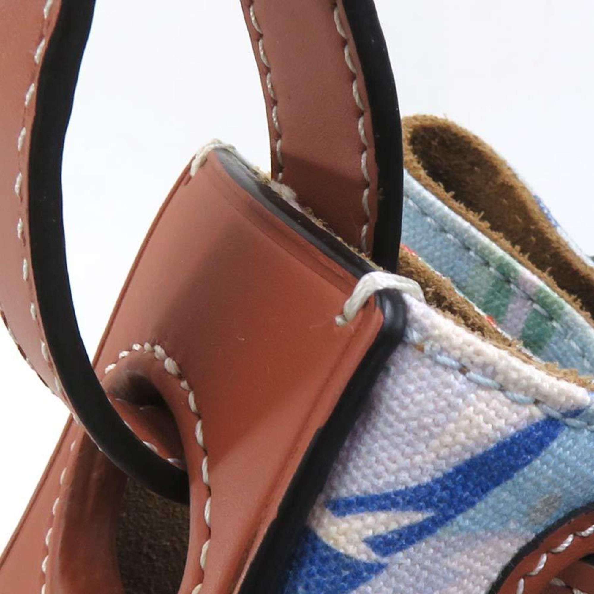 Loewe LOEWE Paula's Ibiza Shoulder Bag in Canvas and Leather (Blue Brown) for Women, Free Shipping (e61132a) Size ONE SIZE - 7 Thumbnail