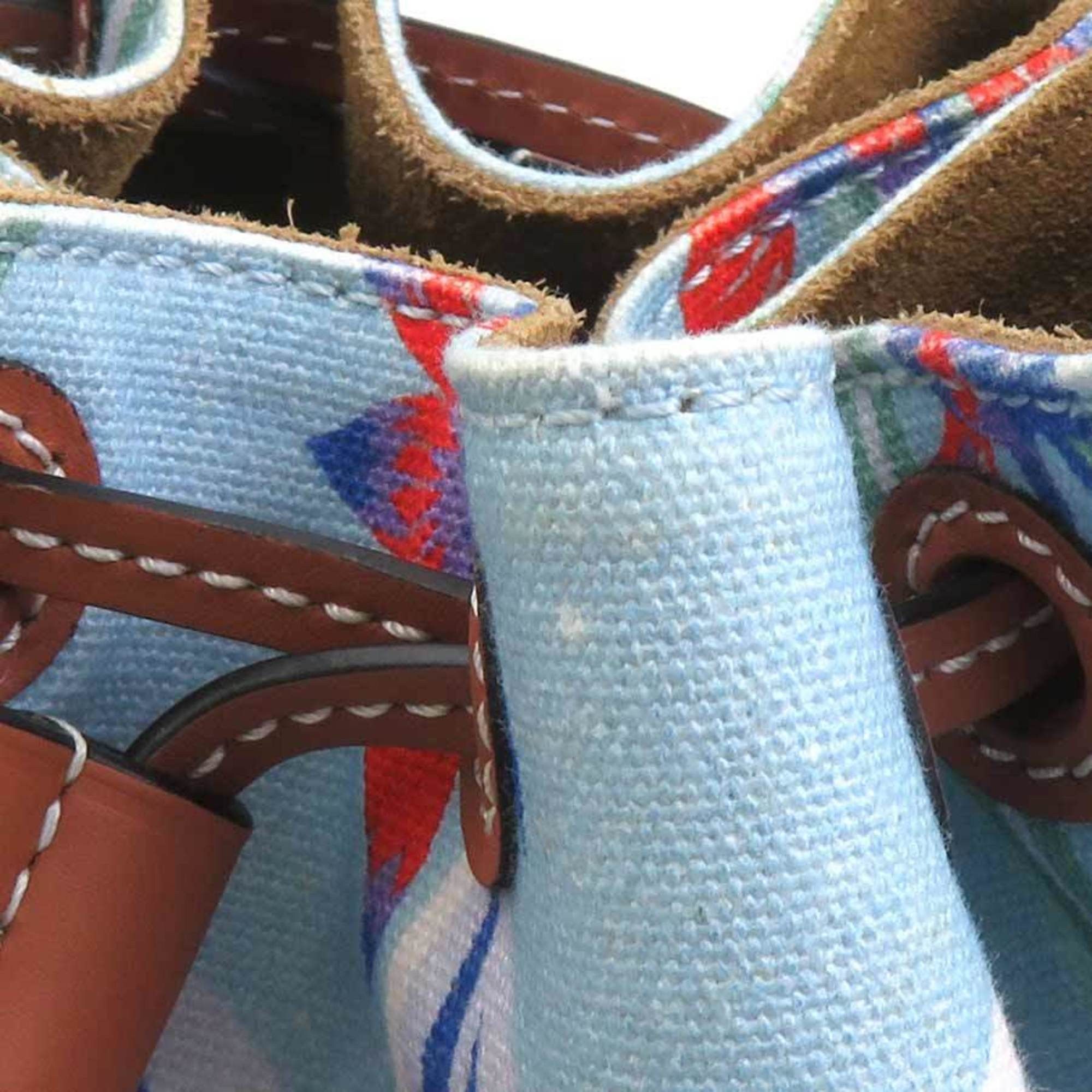 Loewe LOEWE Paula's Ibiza Shoulder Bag in Canvas and Leather (Blue Brown) for Women, Free Shipping (e61132a) Size ONE SIZE - 8 Thumbnail