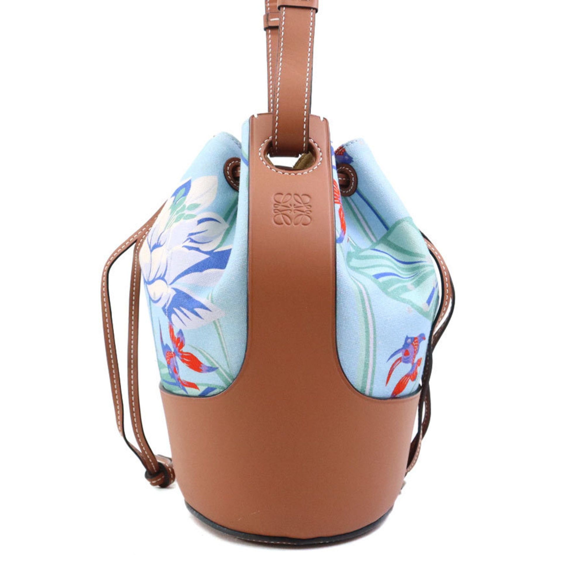 Loewe LOEWE Paula's Ibiza Shoulder Bag in Canvas and Leather (Blue Brown) for Women, Free Shipping (e61132a) Size ONE SIZE - 2 Thumbnail