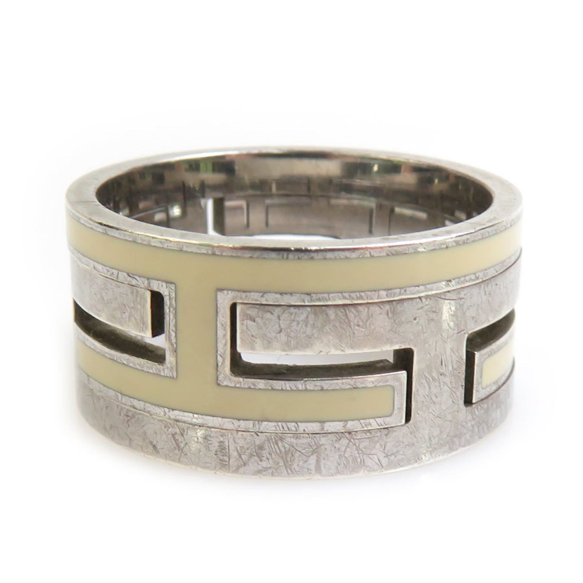 Hermes Hermes Hermès Move Ash Ring in Silver 925 with Enamel and Off-White Silver, Women's, Size 1, Free Shipping, e61514a Size ONE SIZE - 2 Thumbnail