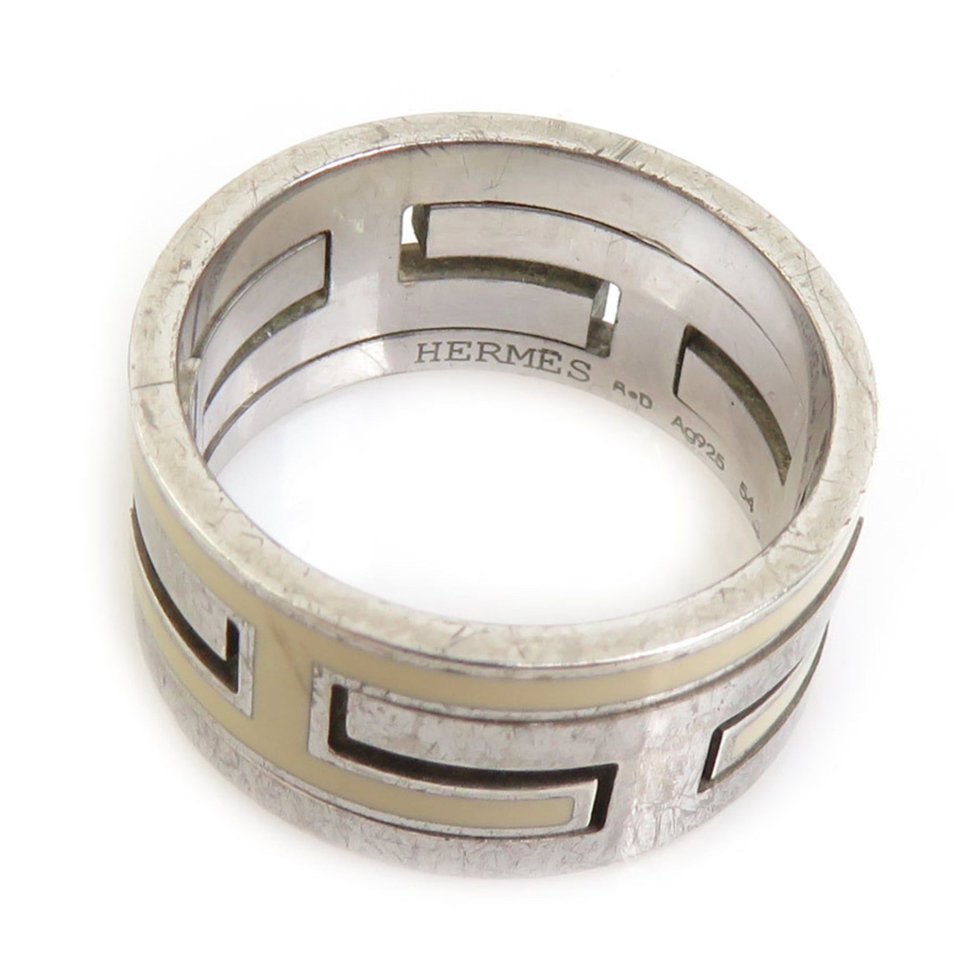 Hermes Hermes Hermès Move Ash Ring in Silver 925 with Enamel and Off-White Silver, Women's, Size 1, Free Shipping, e61514a Size ONE SIZE - 5 Thumbnail
