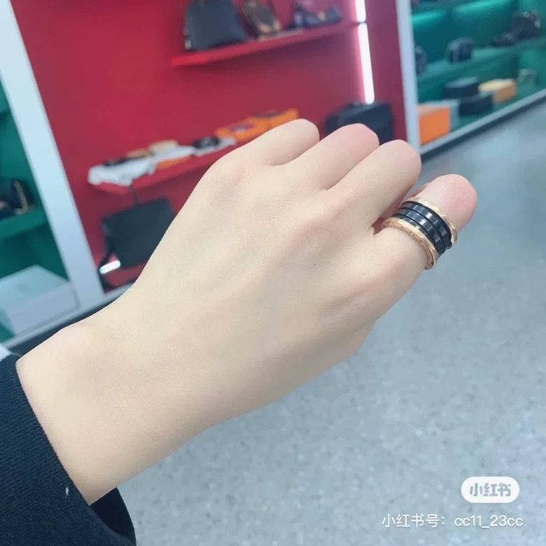 Bvlgari Bulgari Black Ceramic Rose Gold Ring Size ONE SIZE - 8 Thumbnail