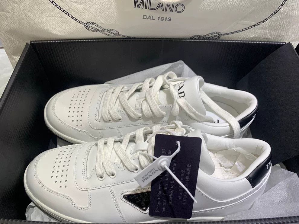 Prada PRADA Men's White Leather Sneakers Size US 9 / EU 42 - 2 Thumbnail