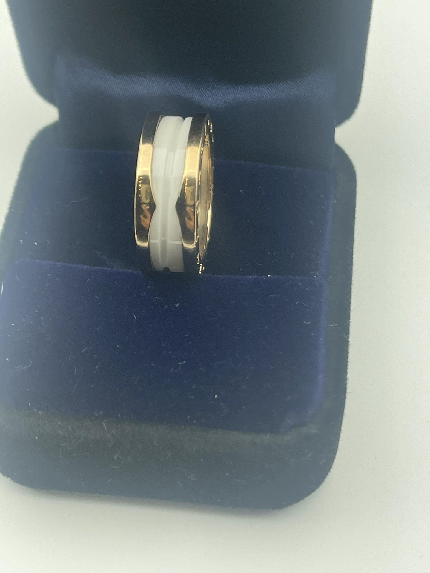 Bvlgari Bulgari White Ceramic Rose Gold Ring 55 Size ONE SIZE - 2 Thumbnail