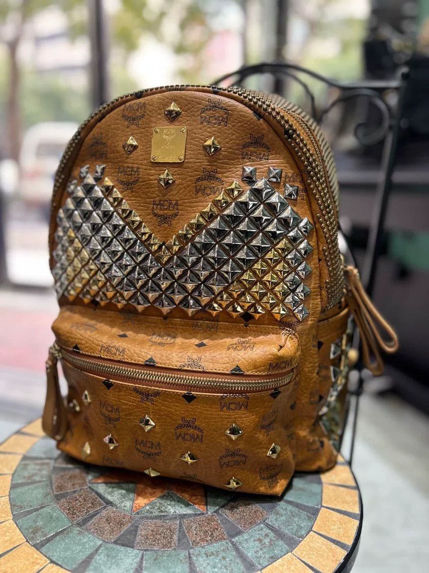 MCM MCM Caramel Rivet Large Backpack Size ONE SIZE - 3 Thumbnail