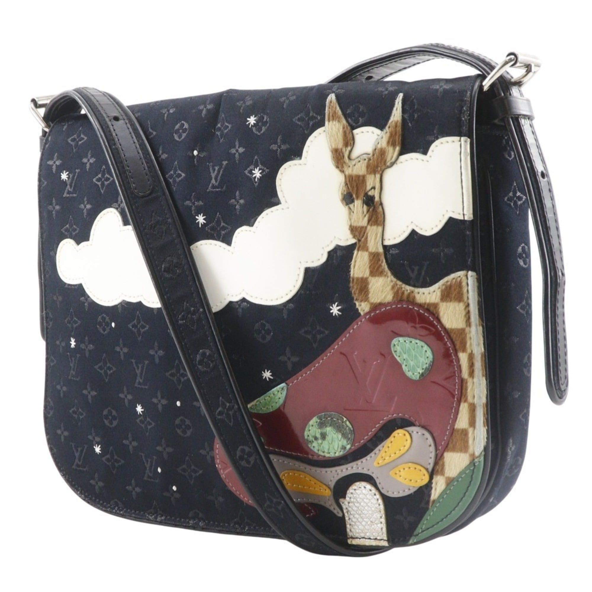 Louis Vuitton Louis Vuitton Musette Shoulder Bag, Comte de Fée, M92273, Monogram Satin, Vernis, and Porcelain, 2002, Black, SR0032, A5, Magnetic closure, Women's Size ONE SIZE - 2 Thumbnail