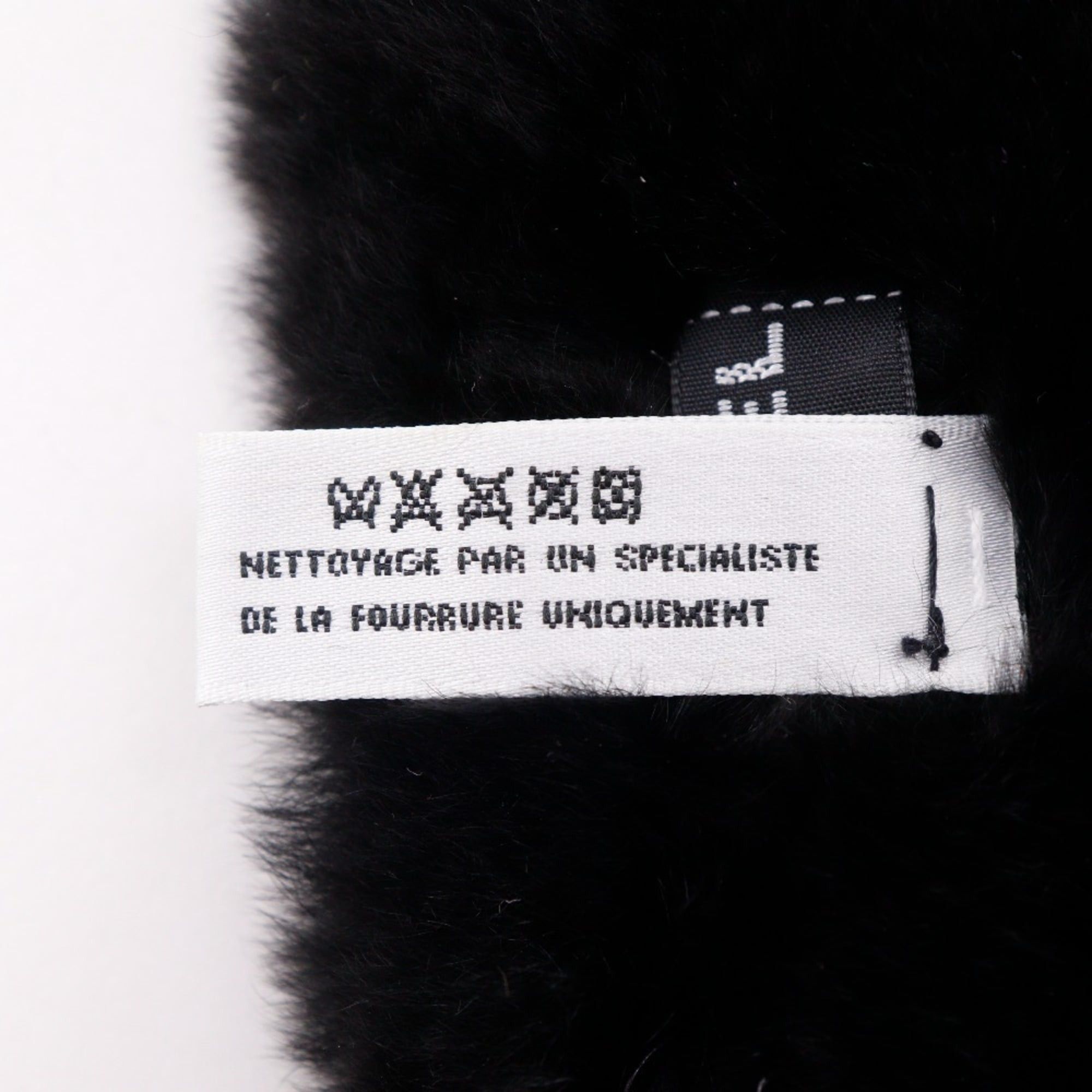 Chanel CHANEL COCO Mark Bracelet Wristband with Rabbit Fur, Black, Approx. 35g, Women's Size ONE SIZE - 6 Thumbnail