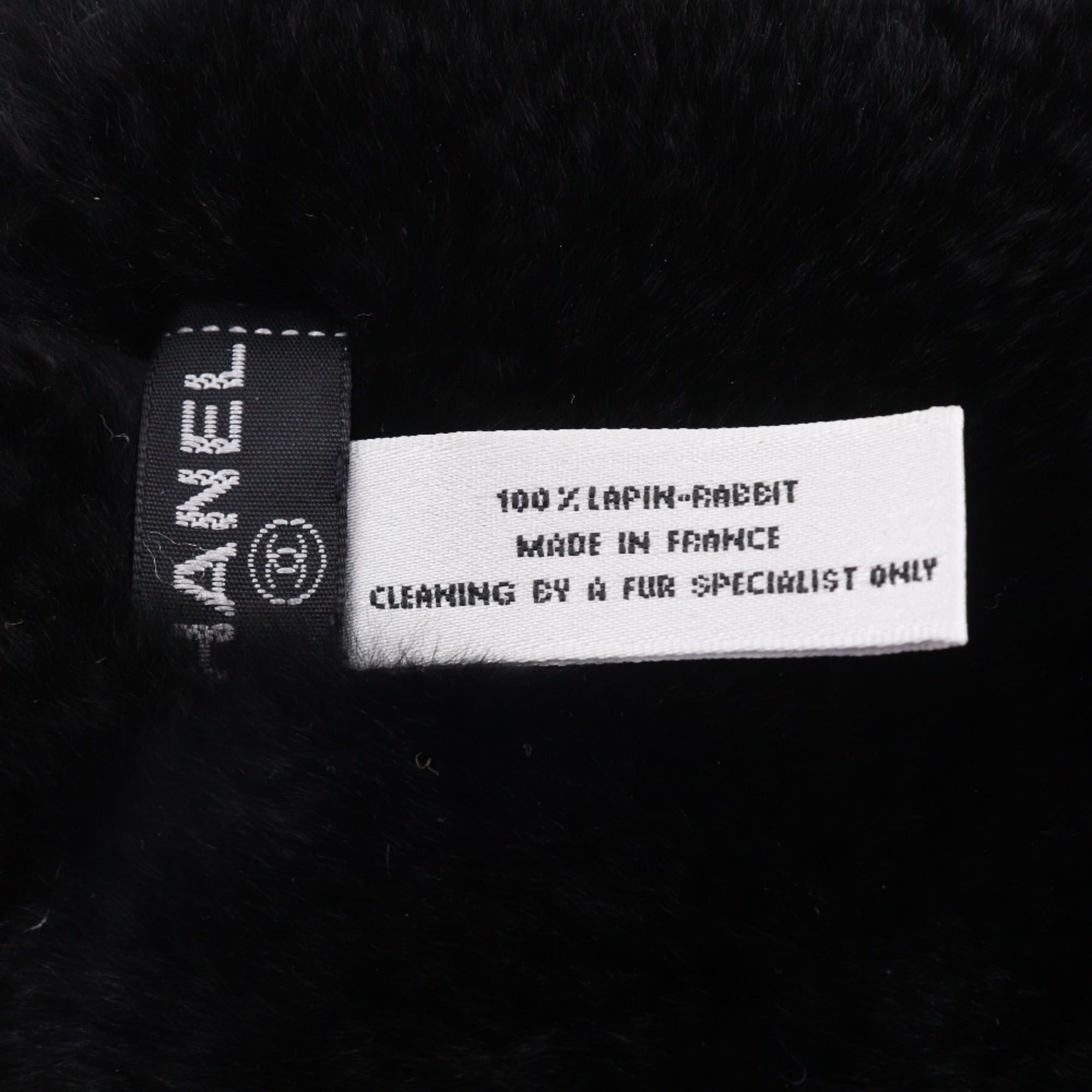 Chanel CHANEL COCO Mark Bracelet Wristband with Rabbit Fur, Black, Approx. 35g, Women's Size ONE SIZE - 5 Thumbnail