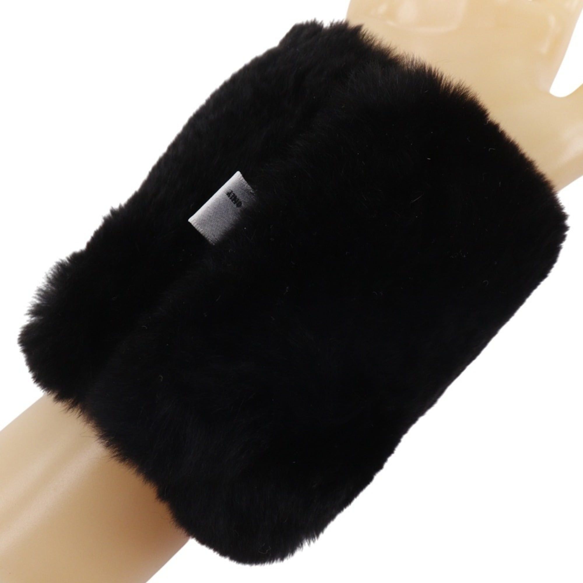 Chanel CHANEL COCO Mark Bracelet Wristband with Rabbit Fur, Black, Approx. 35g, Women's Size ONE SIZE - 3 Thumbnail