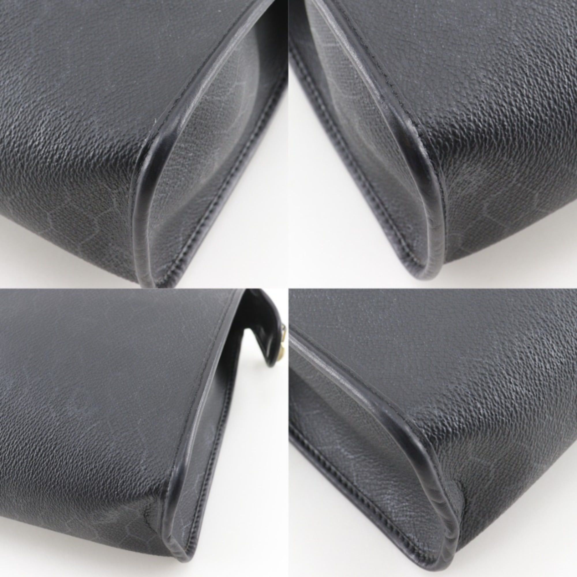 Dior Christian Dior Old Clutch Bag, Honeycomb Pattern, Vintage PVC, Black, A5, Dior, Women's Size ONE SIZE - 4 Thumbnail