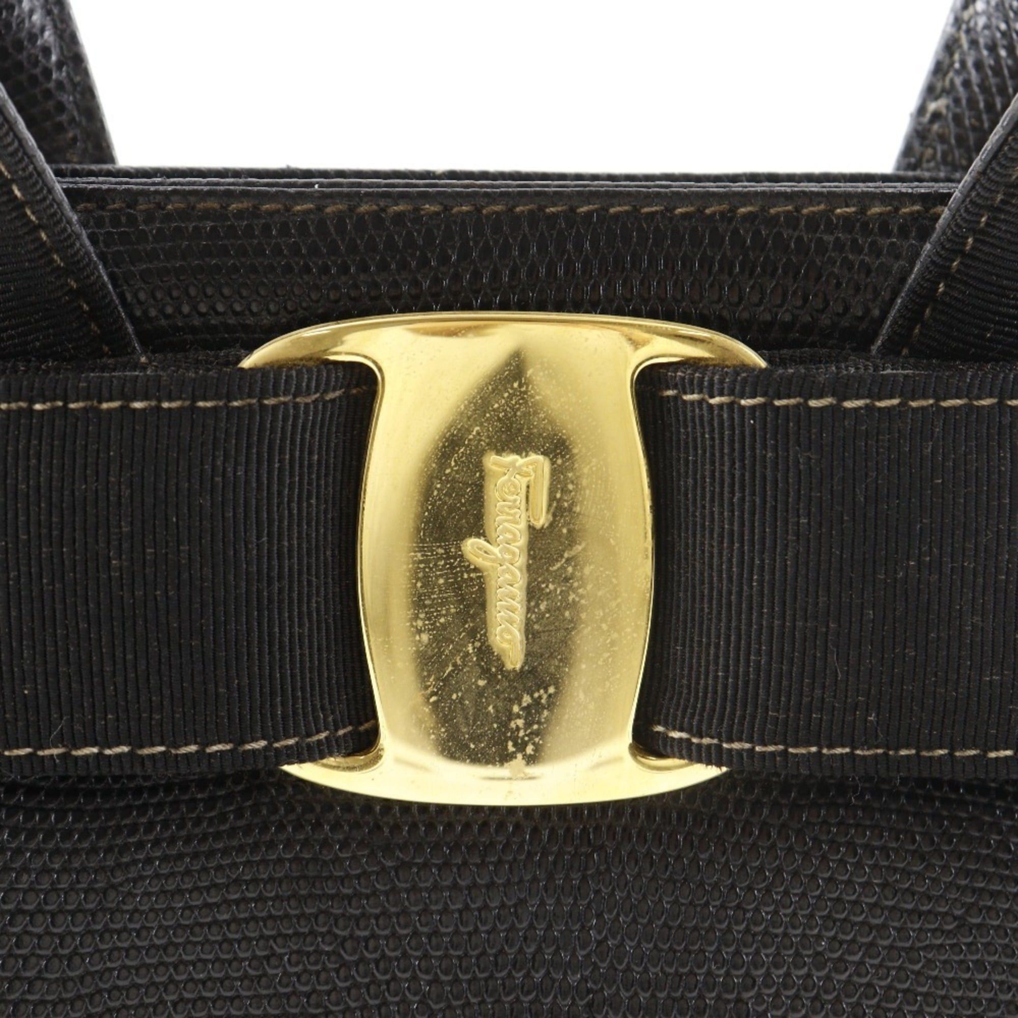 Salvatore Ferragamo Salvatore Ferragamo Vara Ribbon Handbag BA214178, Embossed Leather, Black, Magnetic closure, Women's Size ONE SIZE - 15 Thumbnail
