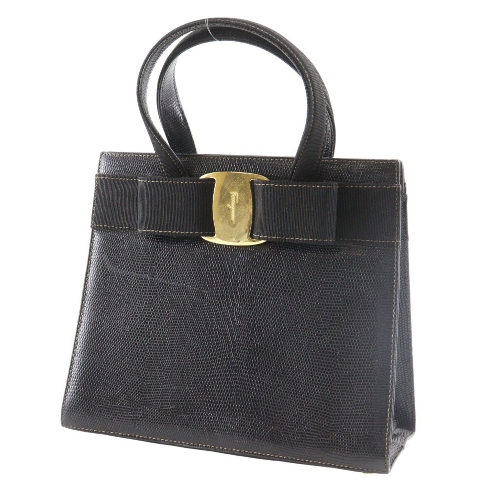 Salvatore Ferragamo Salvatore Ferragamo Vara Ribbon Handbag BA214178, Embossed Leather, Black, Magnetic closure, Women's Size ONE SIZE - 2 Thumbnail