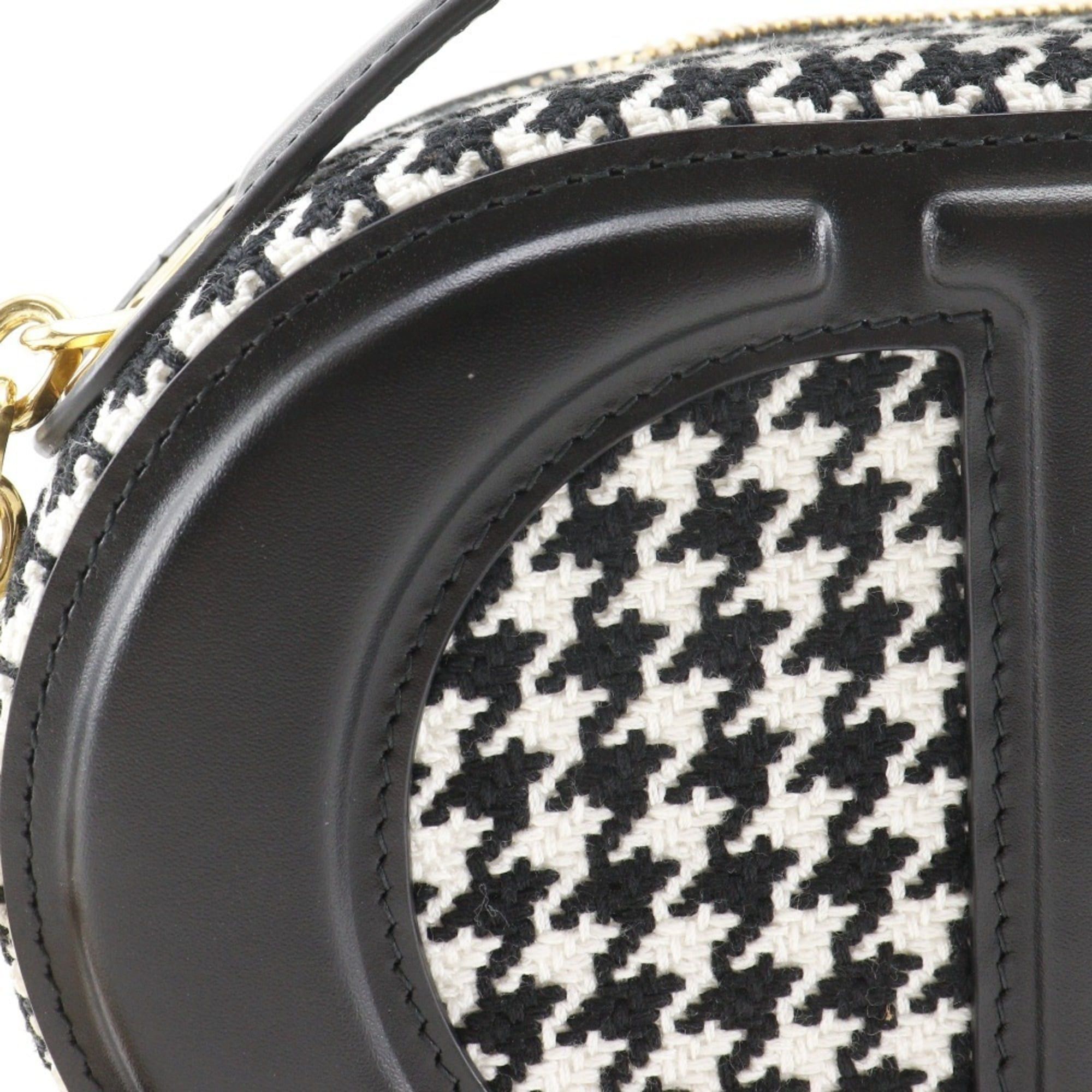 Dior Christian Dior Camera Bag, CD Signature Houndstooth Canvas and Leather Shoulder Black/White, 2-Way Double Zipper, Women's Size ONE SIZE - 7 Thumbnail