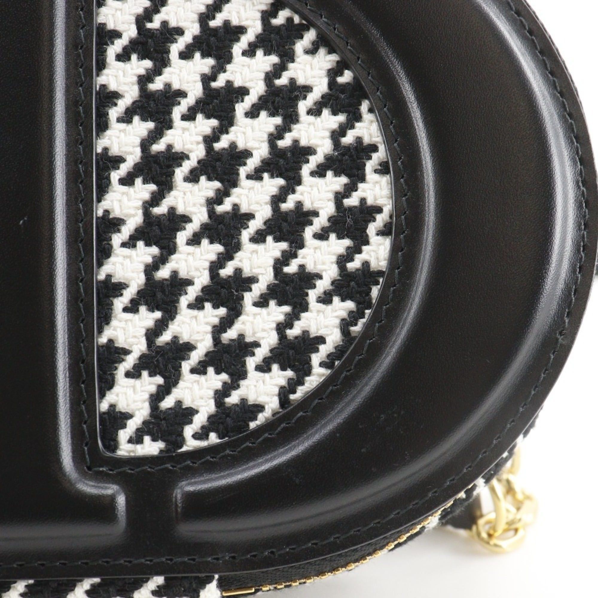 Dior Christian Dior Camera Bag, CD Signature Houndstooth Canvas and Leather Shoulder Black/White, 2-Way Double Zipper, Women's Size ONE SIZE - 10 Thumbnail