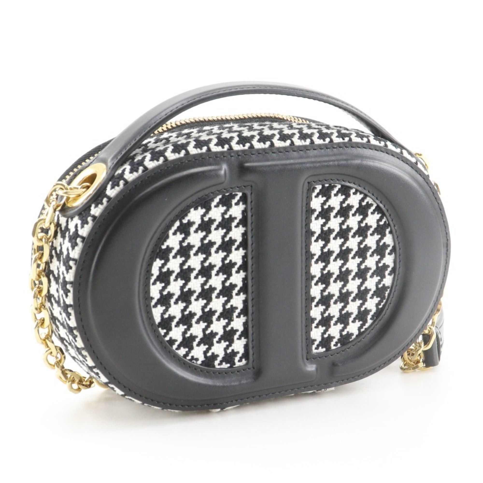 Dior Christian Dior Camera Bag, CD Signature Houndstooth Canvas and Leather Shoulder Black/White, 2-Way Double Zipper, Women's Size ONE SIZE - 3 Thumbnail