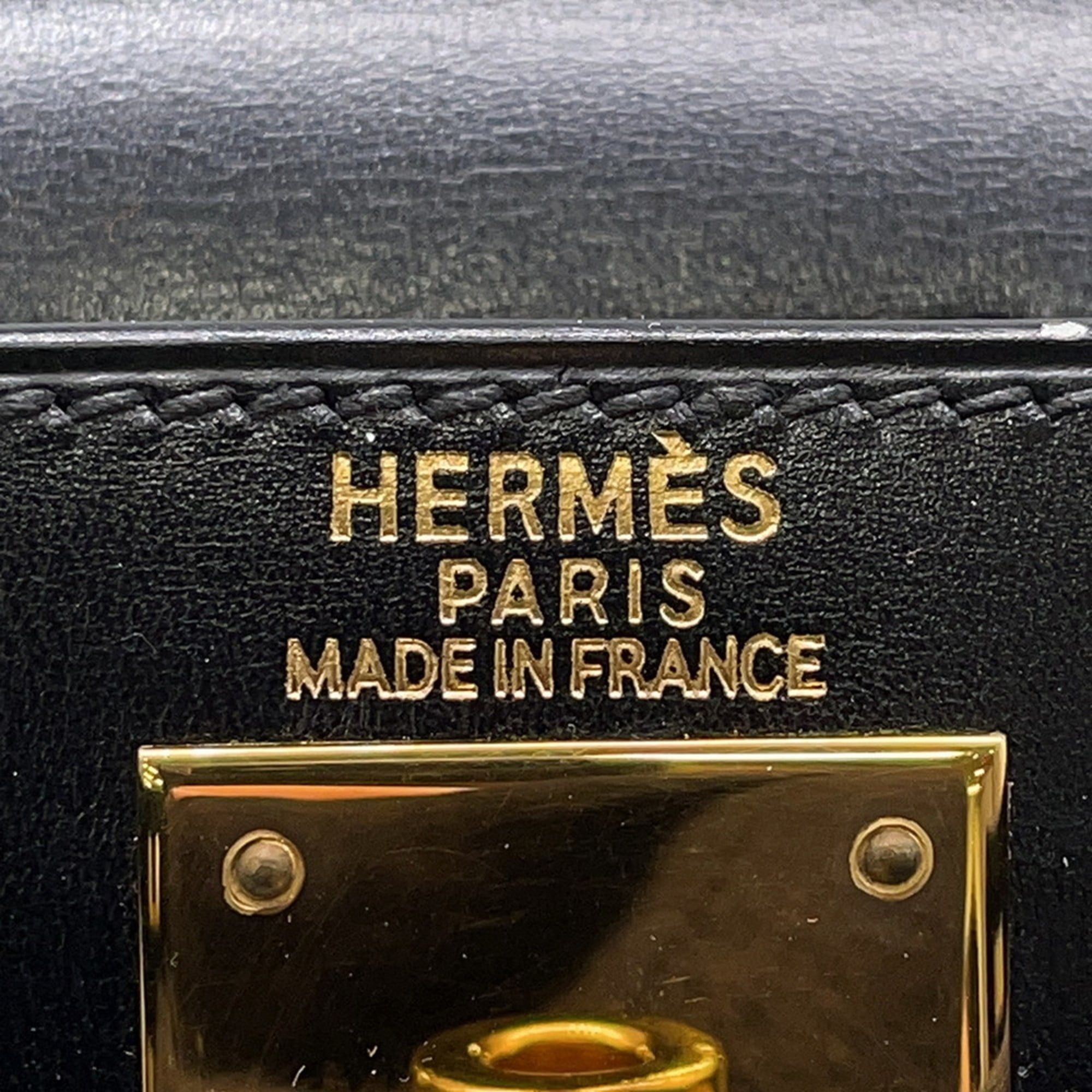 Hermès Kelly 28 handbag, exterior stitching, black box calf leather, A stamp, 2-way shoulder bag, black, Kelly, women's, HERMES