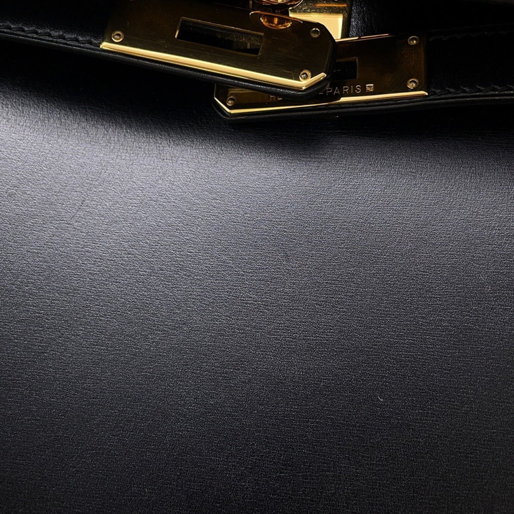 Hermès Kelly 28 handbag, exterior stitching, black box calf leather, A stamp, 2-way shoulder bag, black, Kelly, women's, HERMES