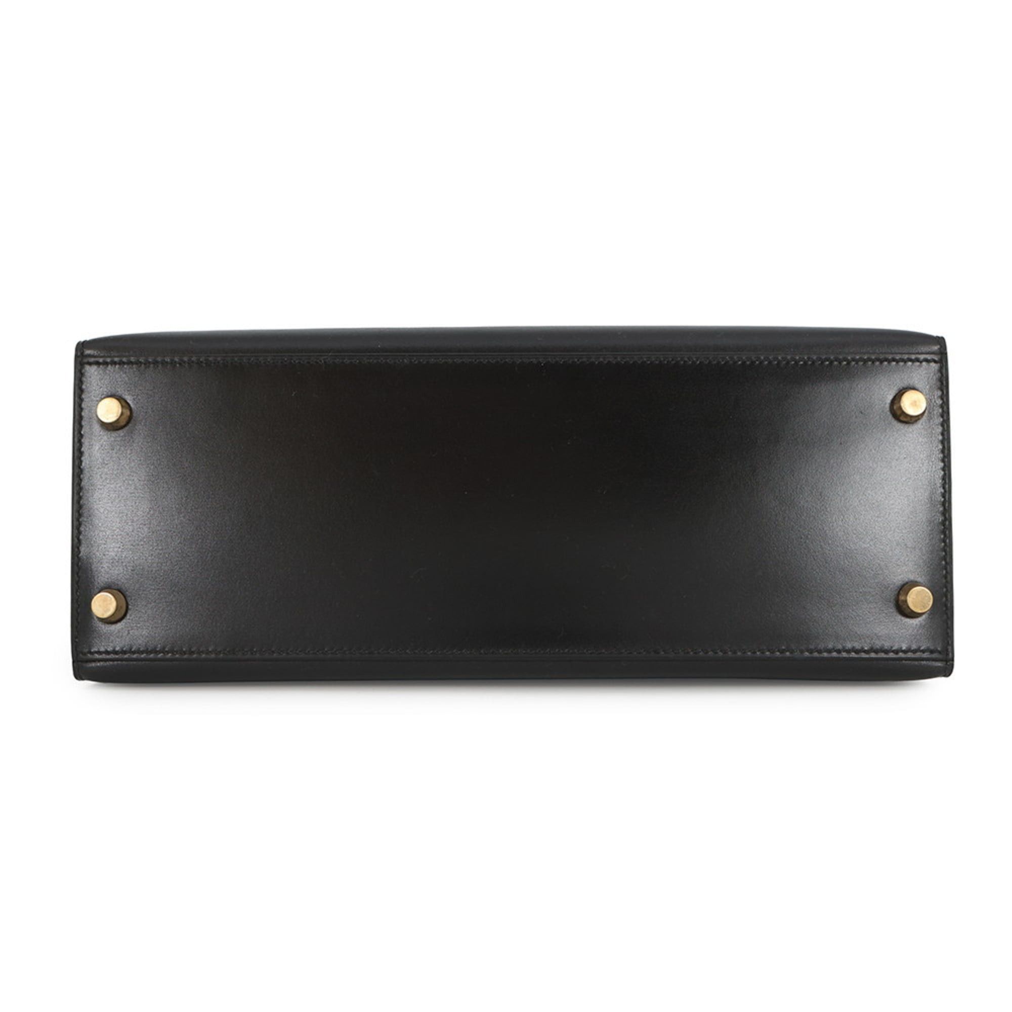 Hermès Kelly 28 handbag, exterior stitching, black box calf leather, A stamp, 2-way shoulder bag, black, Kelly, women's, HERMES