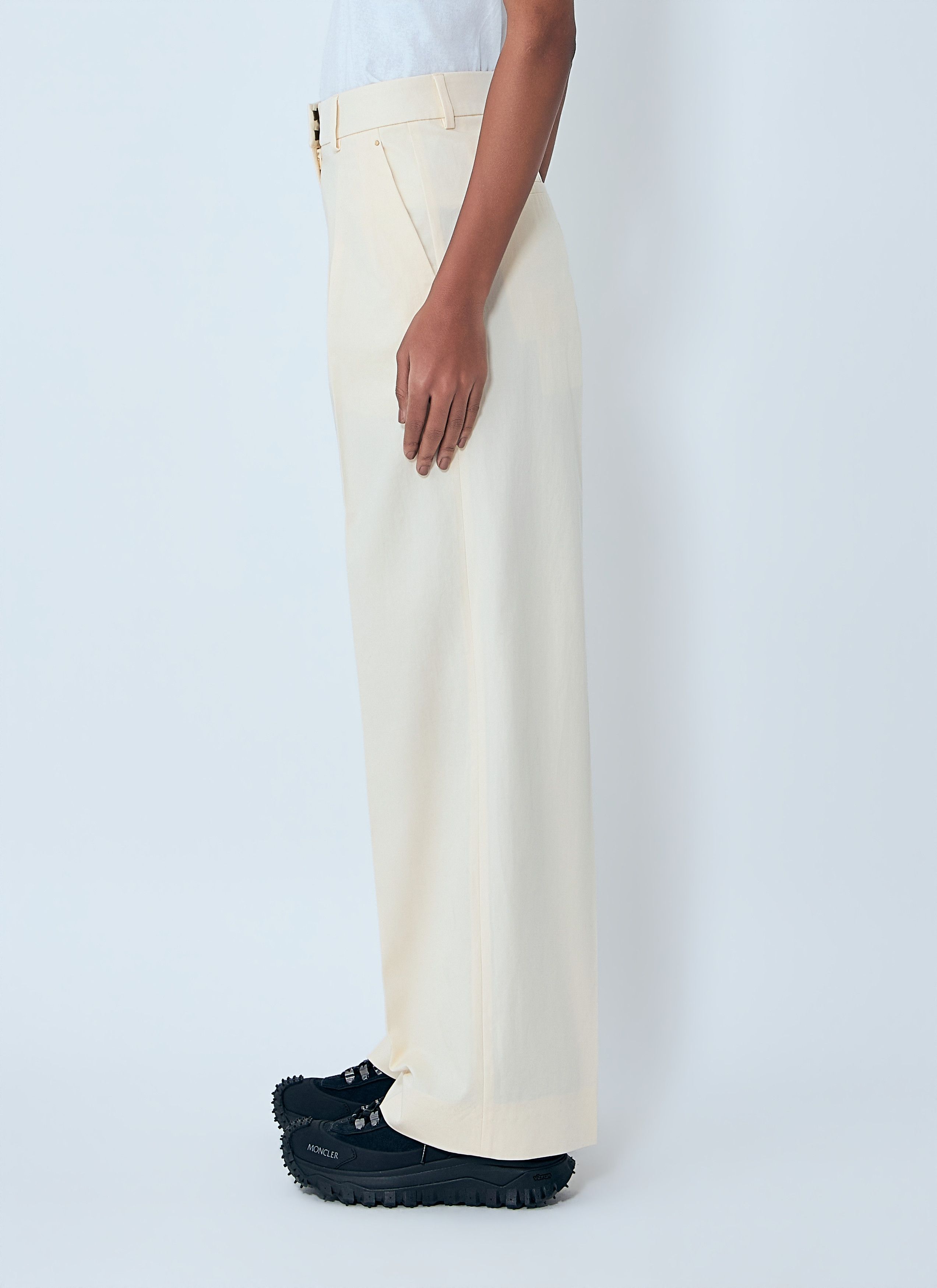 Moncler Cotton Gabardine Wide-Leg Tailored Pants Size 28" / US 6 / IT 42 - 3 Thumbnail