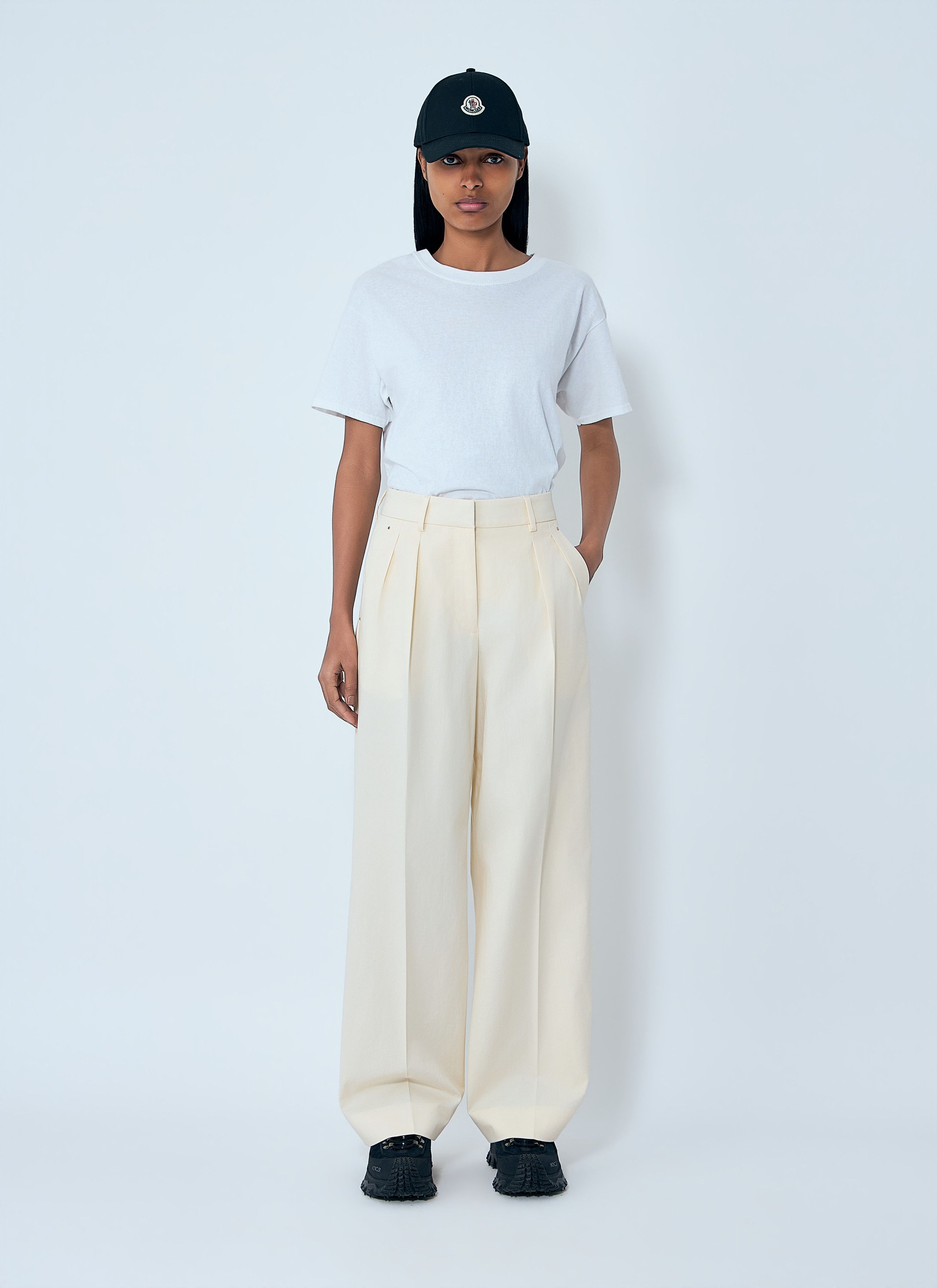 Moncler Cotton Gabardine Wide-Leg Tailored Pants Size 28" / US 6 / IT 42 - 2 Thumbnail