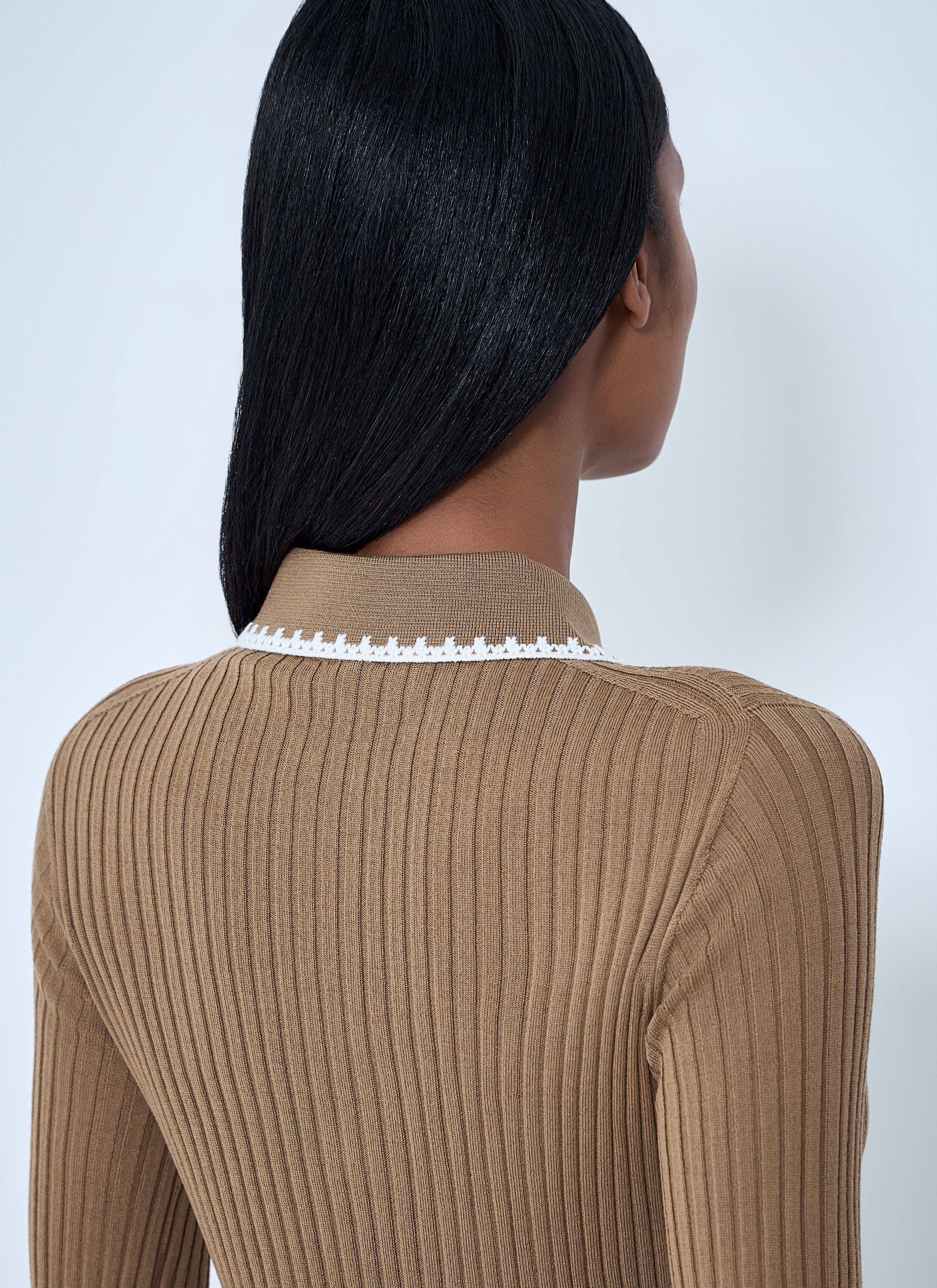 Moncler Ribbed Knit Collared Top Size M / US 6-8 / IT 42-44 - 6 Thumbnail