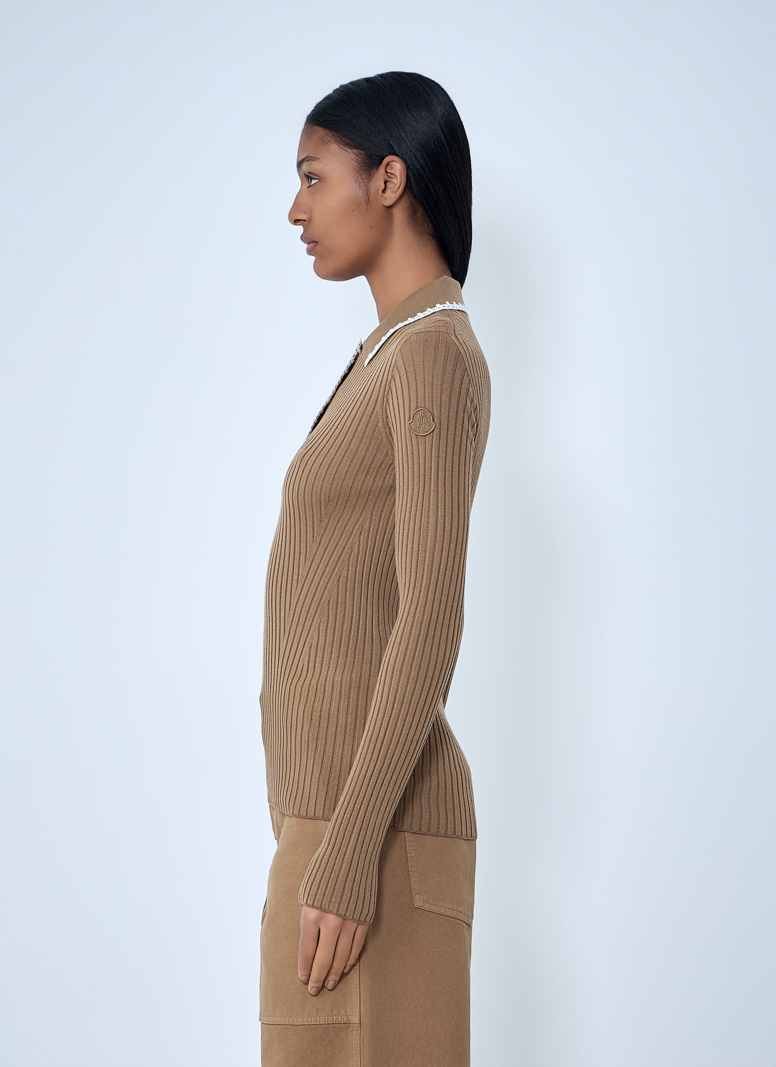 Moncler Ribbed Knit Collared Top Size S / US 4 / IT 40 - 3 Thumbnail