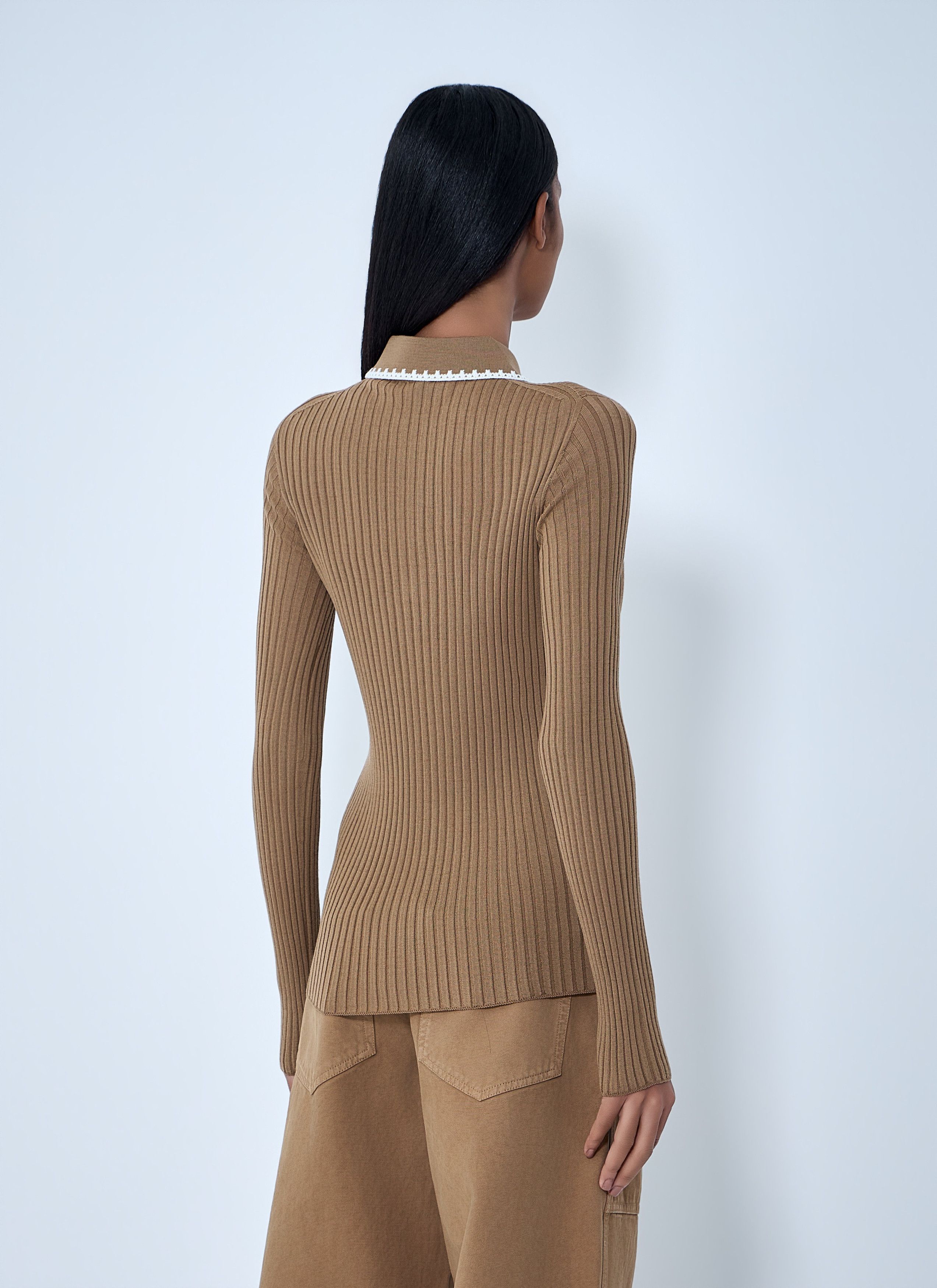 Moncler Ribbed Knit Collared Top Size XS / US 0-2 / IT 36-38 - 4 Thumbnail