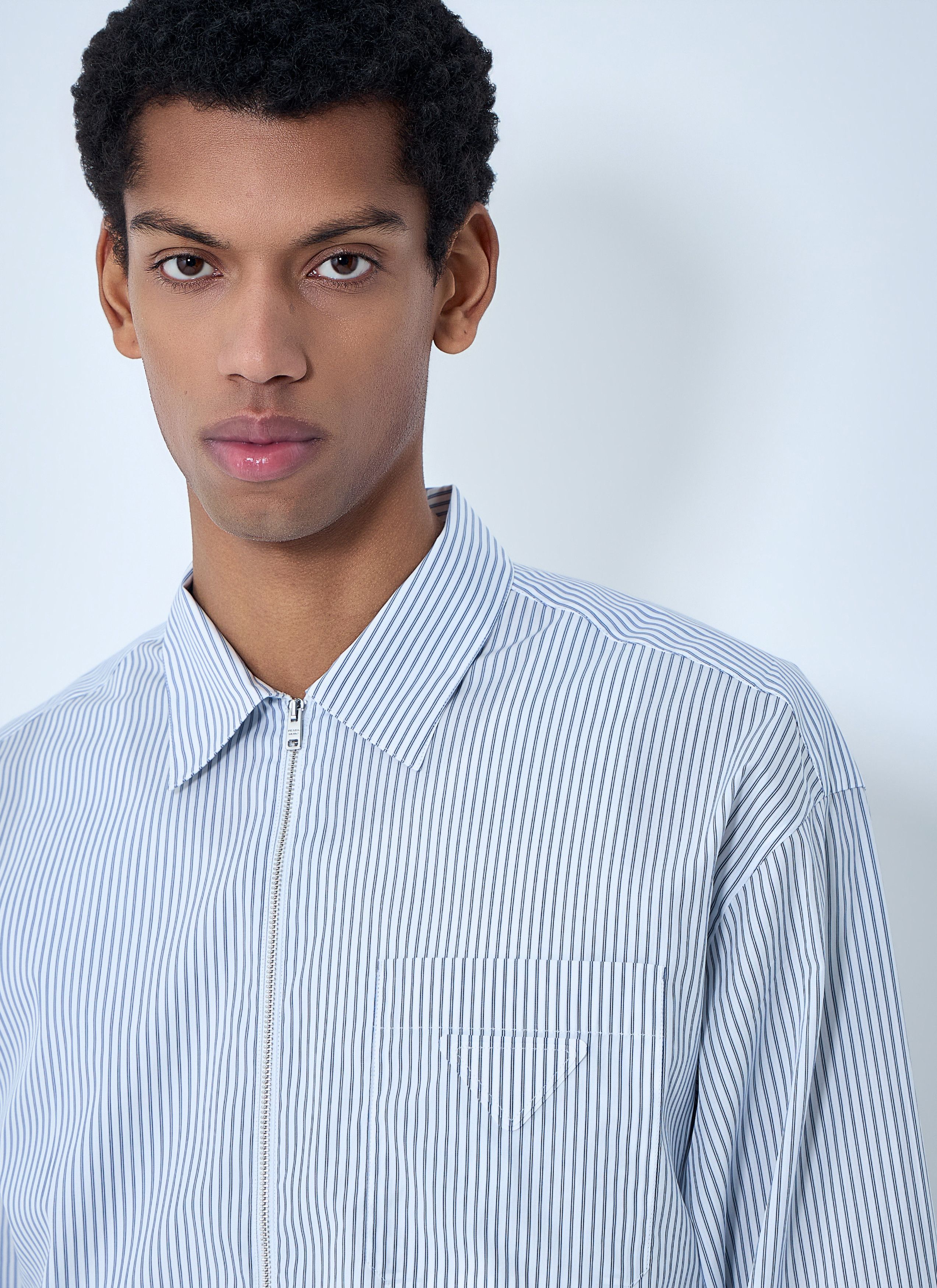 Prada Zip-Front Stripe Shirt Size US S / EU 44-46 / 1 - 5 Thumbnail