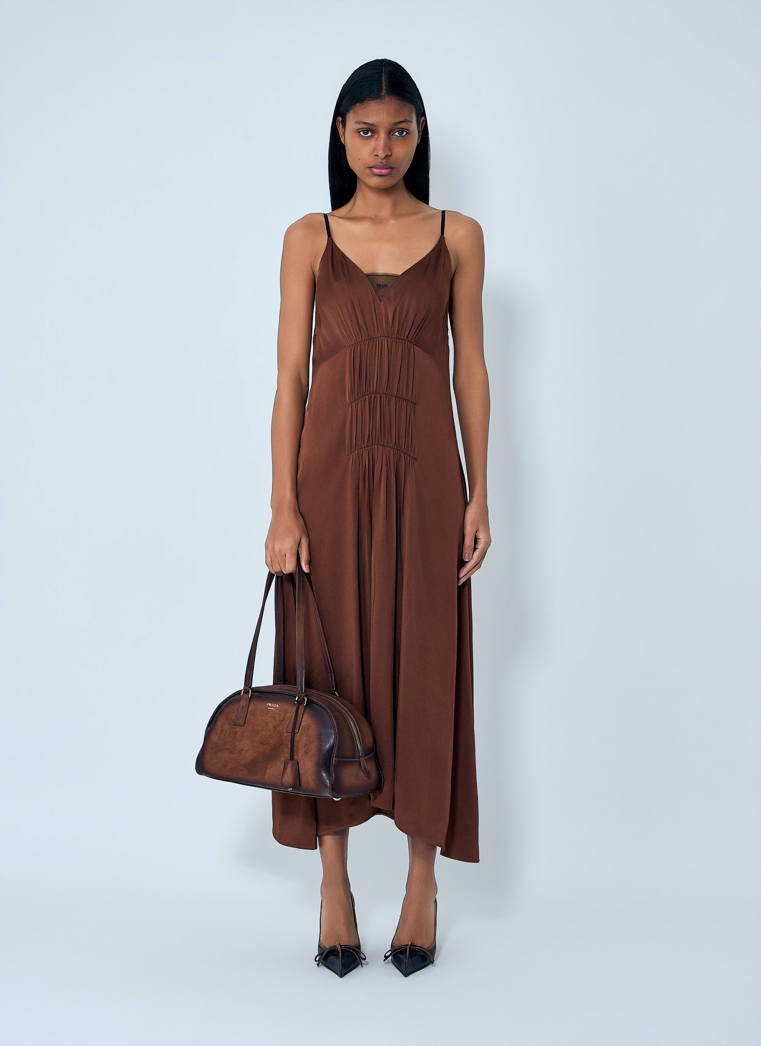 Prada Crepe Satin Midi Dress Size M / US 6-8 / IT 42-44 - 2 Thumbnail