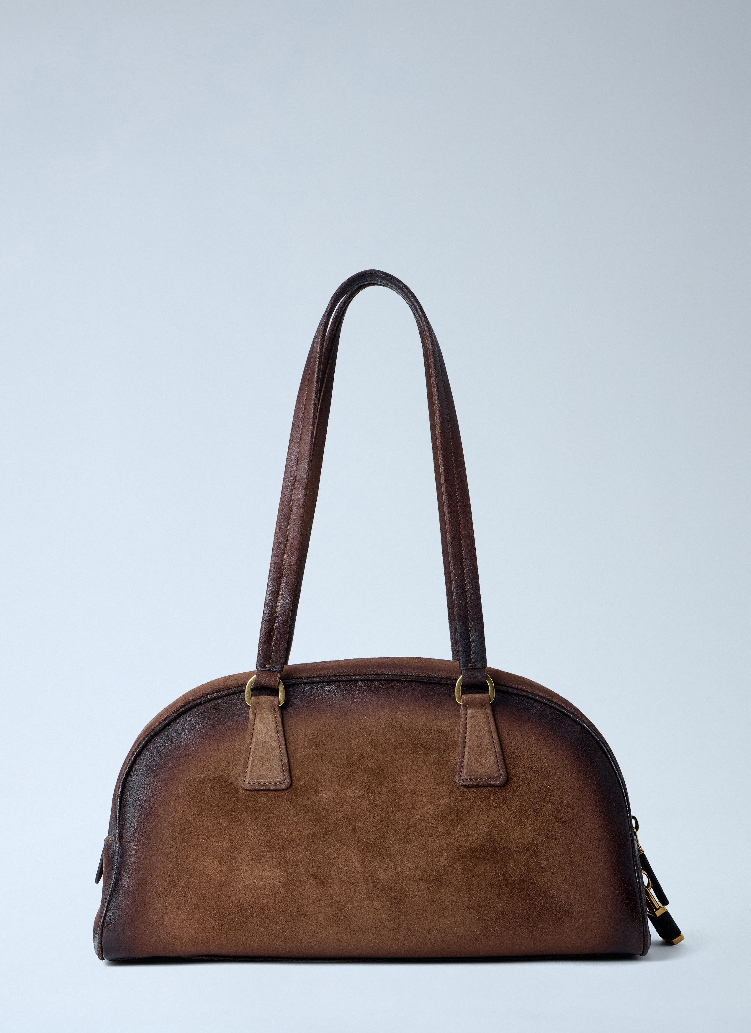 Prada Bowling Medium Suede Handbag Size ONE SIZE - 3 Thumbnail